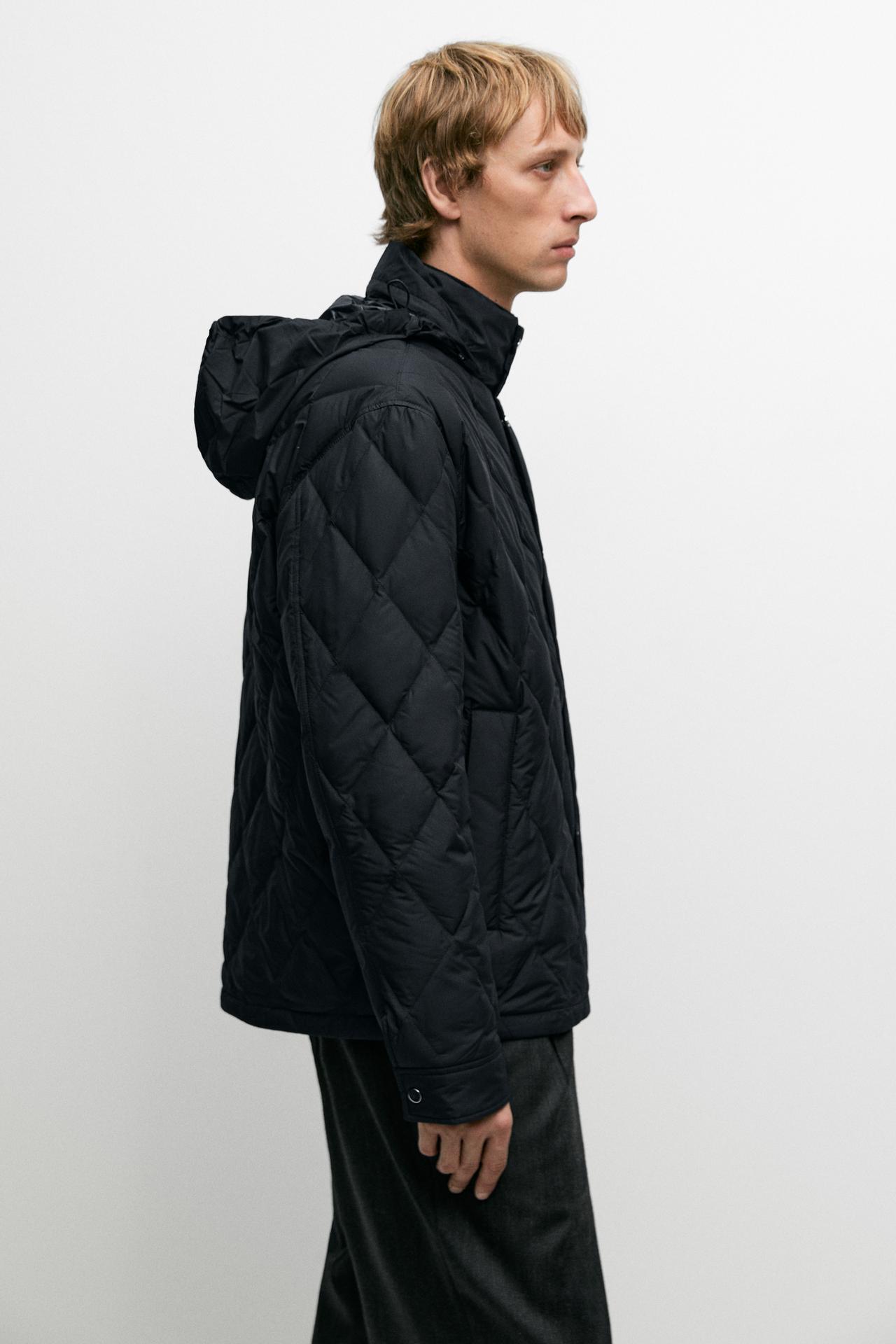 Down jacket with button detail — DARK BLUE