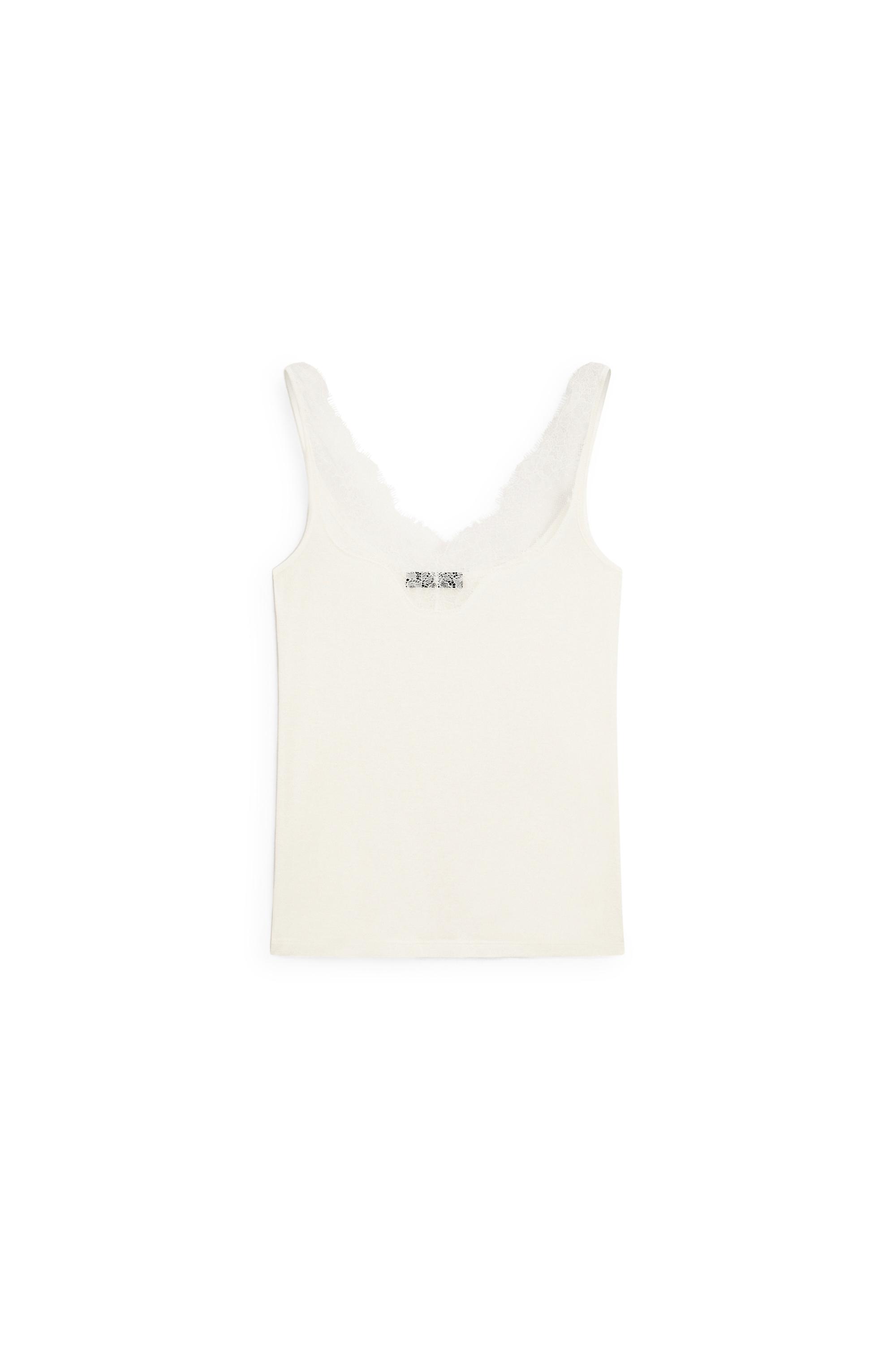 Strappy lace-trimmed camisole top — CREAM