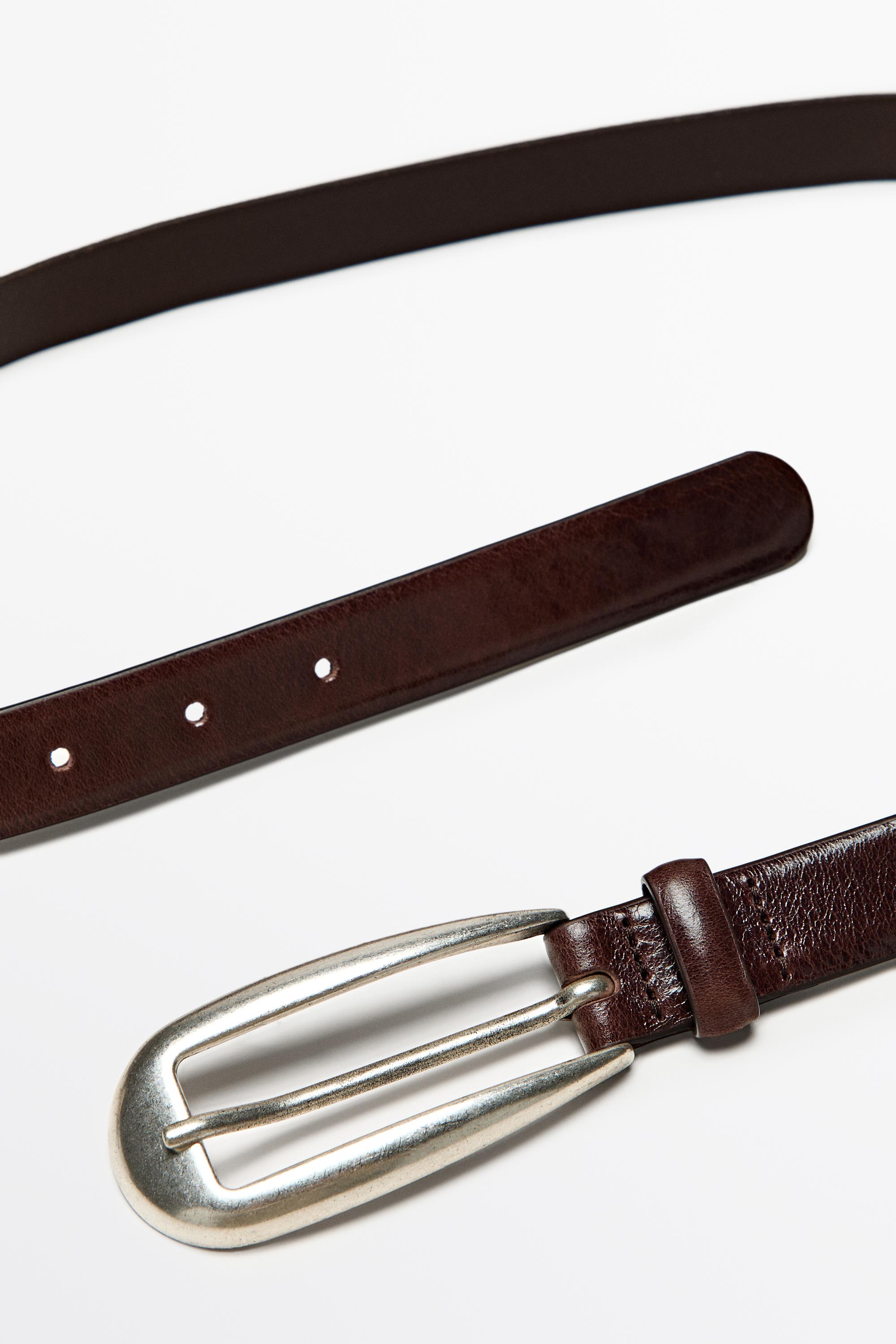 Ceinture en cuir nappa à boucle arrondie