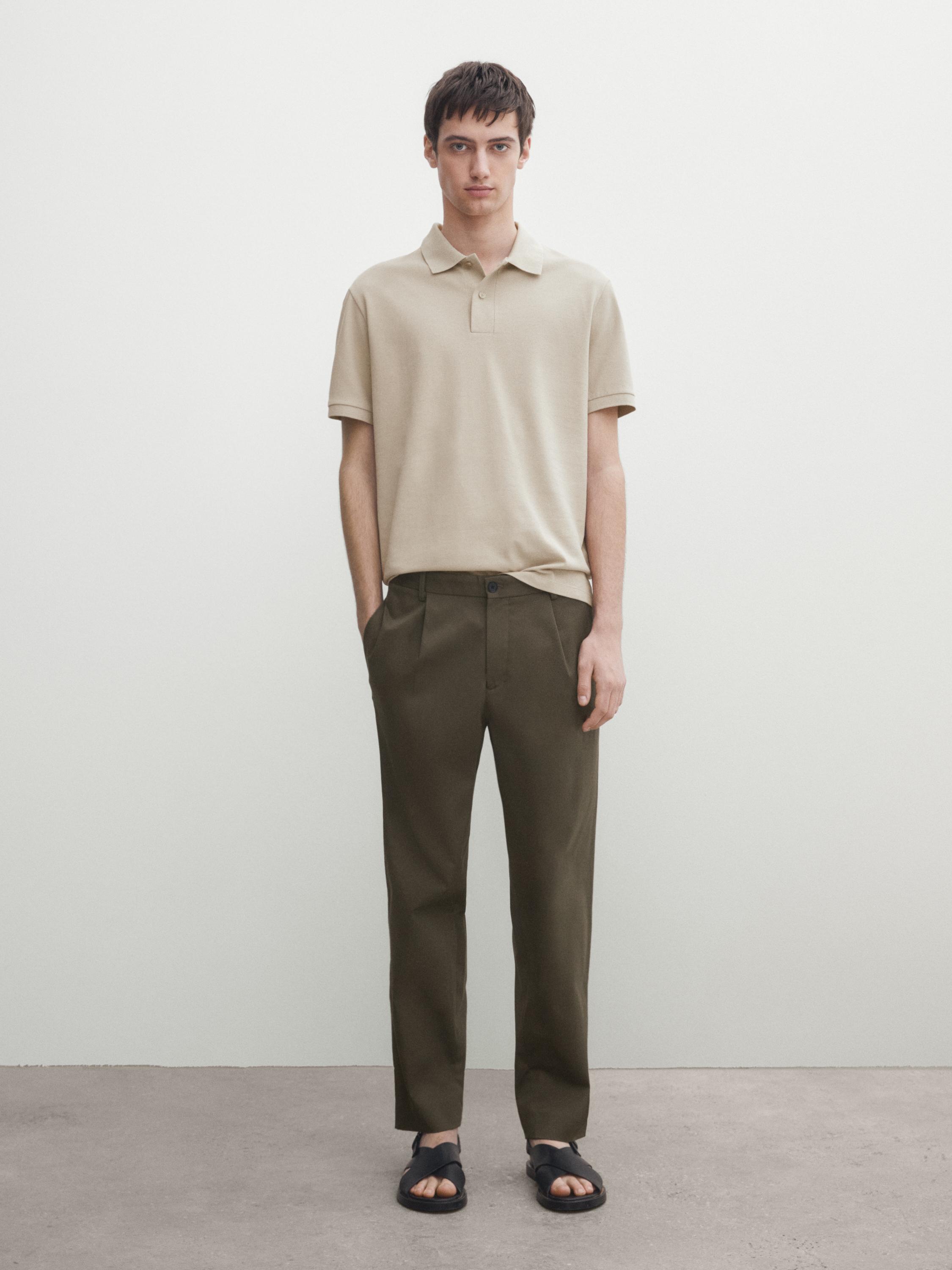 Microtextured cotton piqué polo shirt