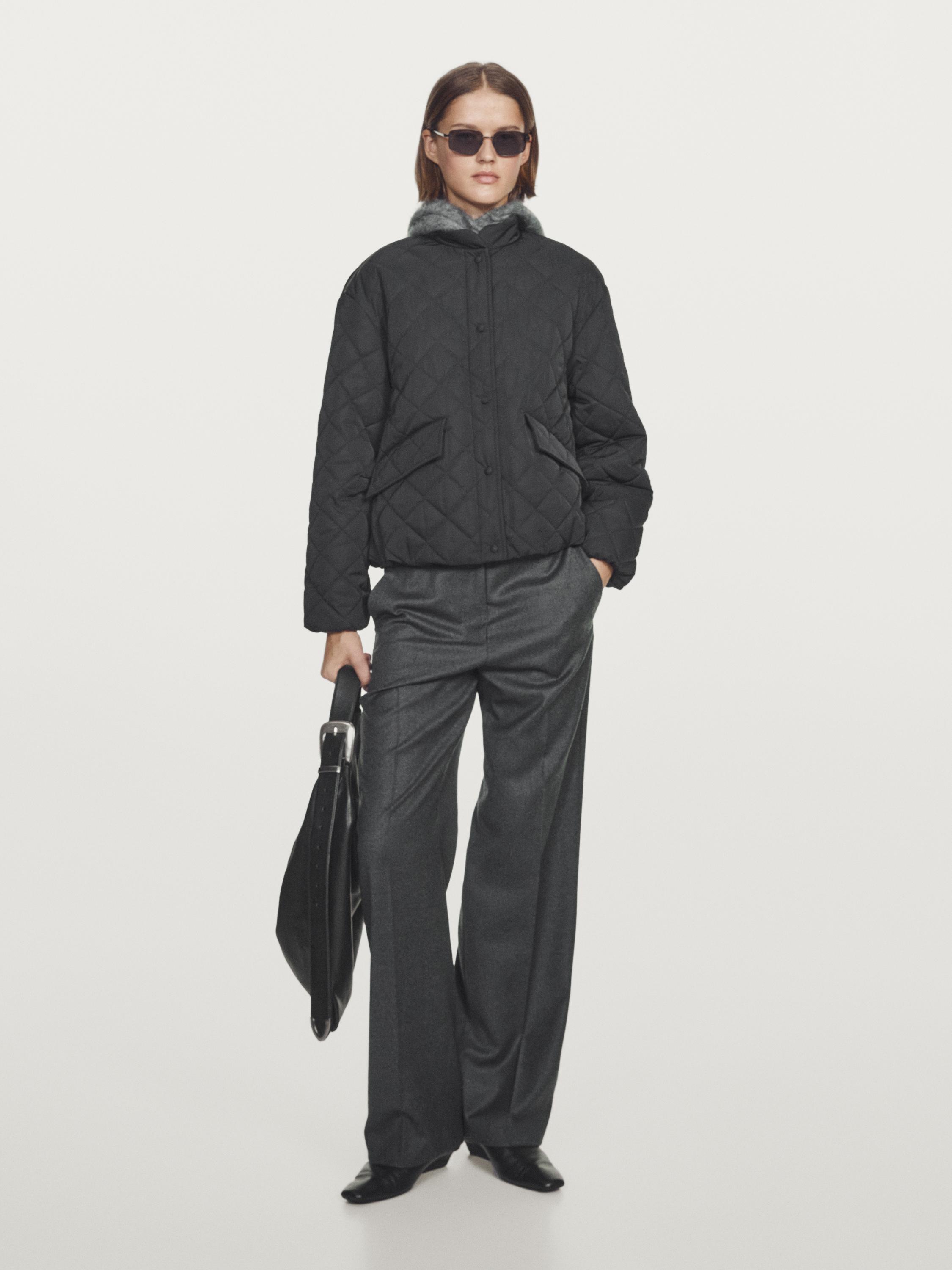 Short water-repellent puffer jacket — BLACK