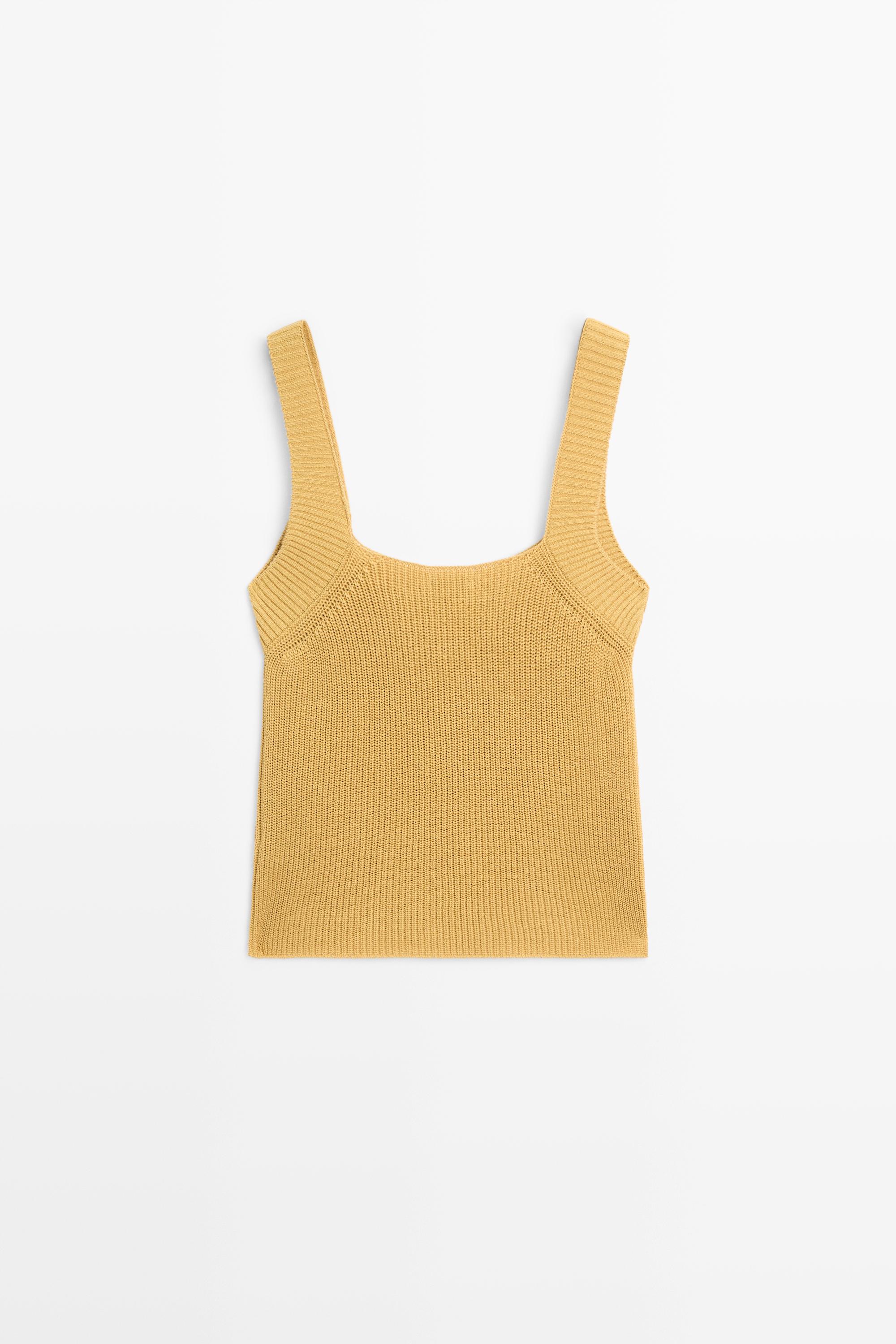 Ribbed knit tank top — MUSTARD YELLOW