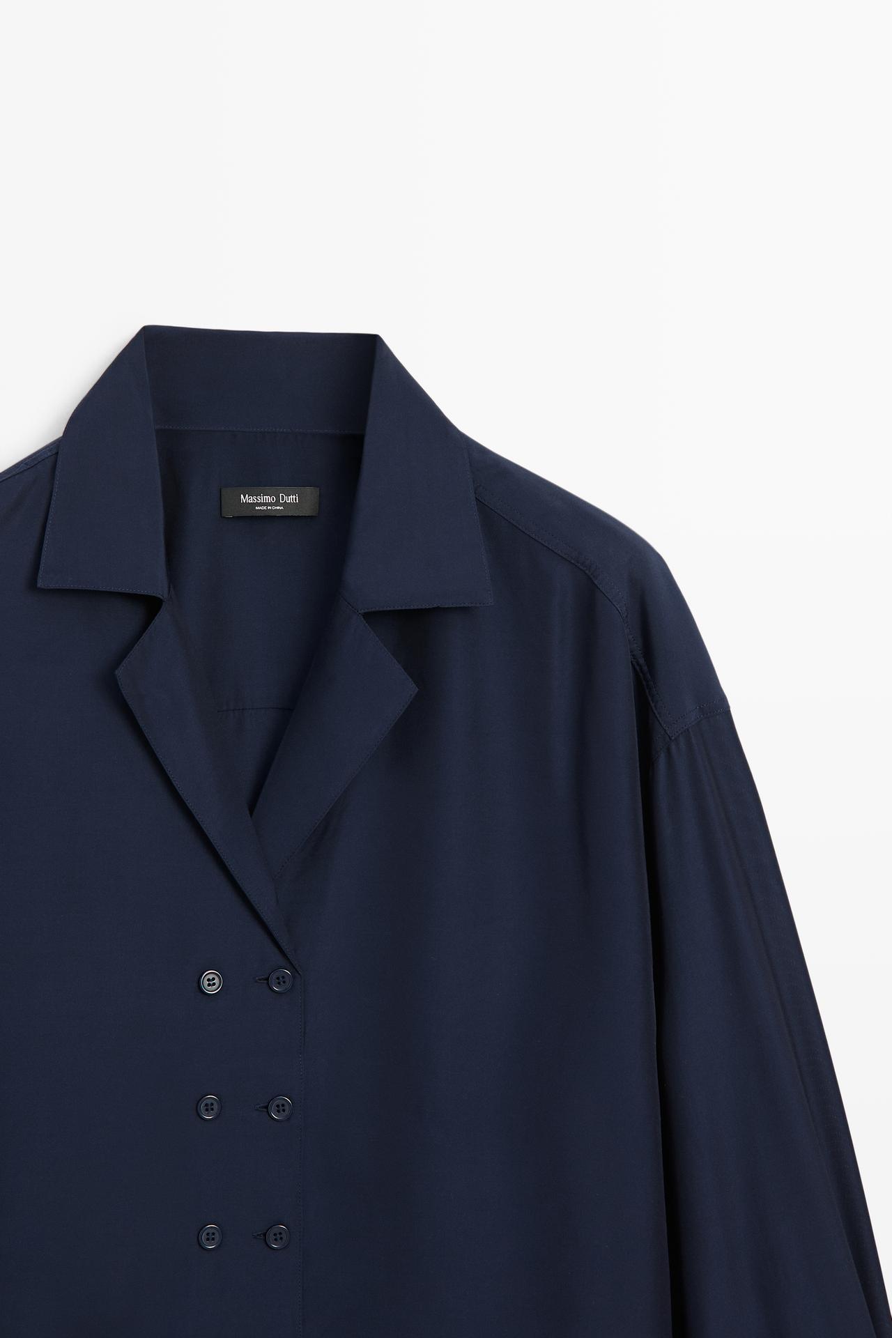 Flowing double-breasted shirt — Dark Blue