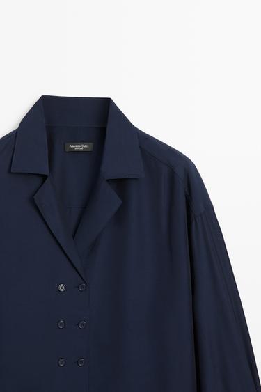 Flowing double-breasted shirt — Dark Blue 4