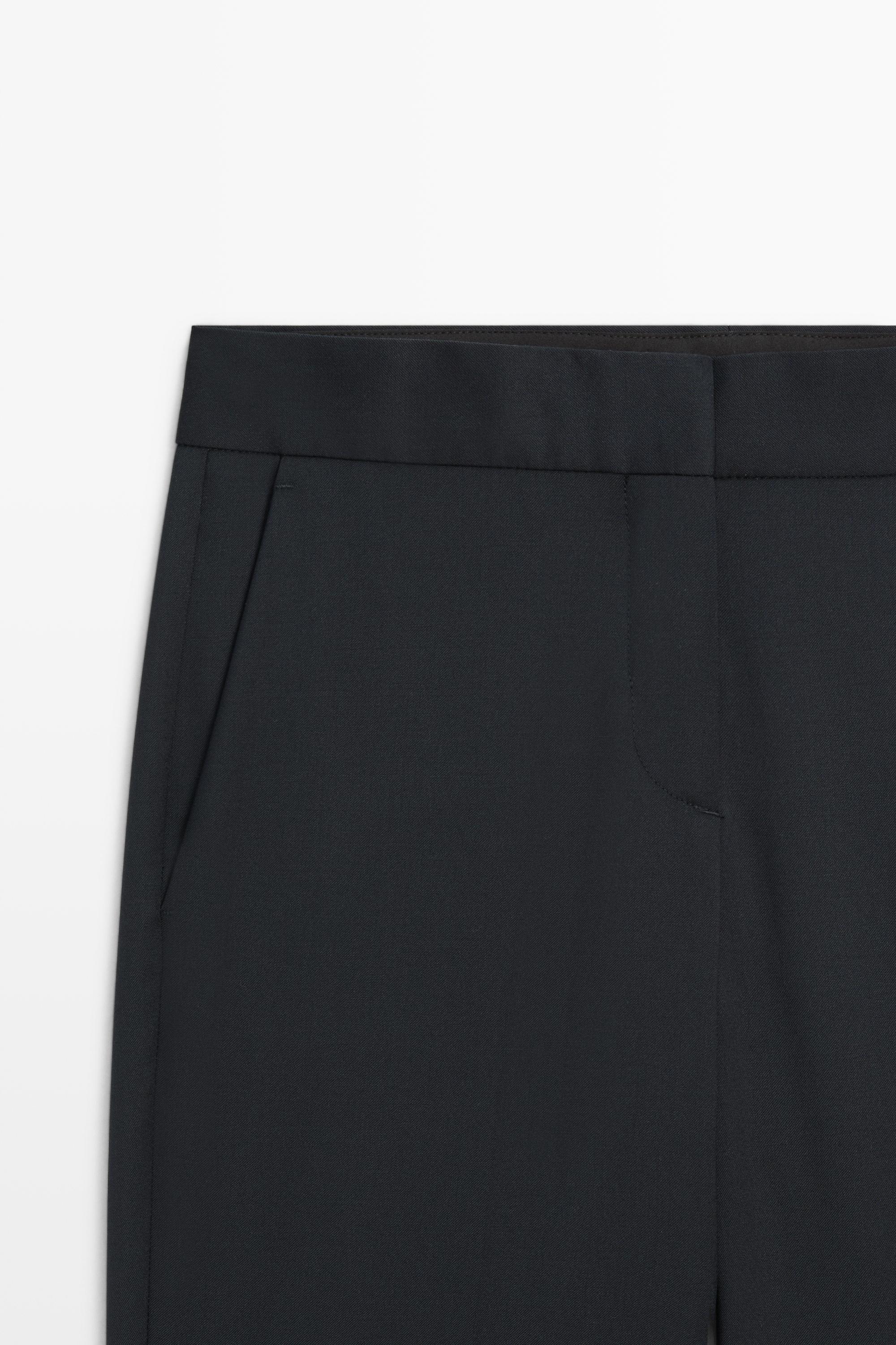 100% cool wool straight fit trousers — NAVY BLUE