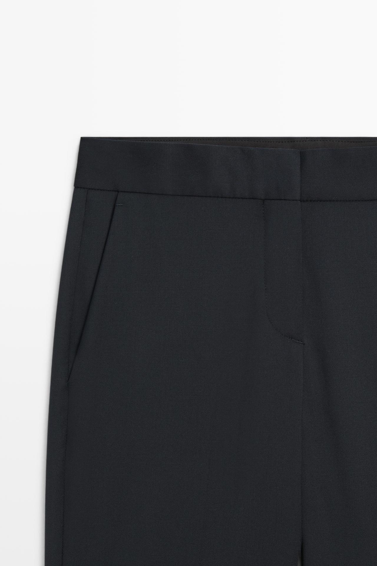 100% cool wool straight fit trousers — NAVY BLUE