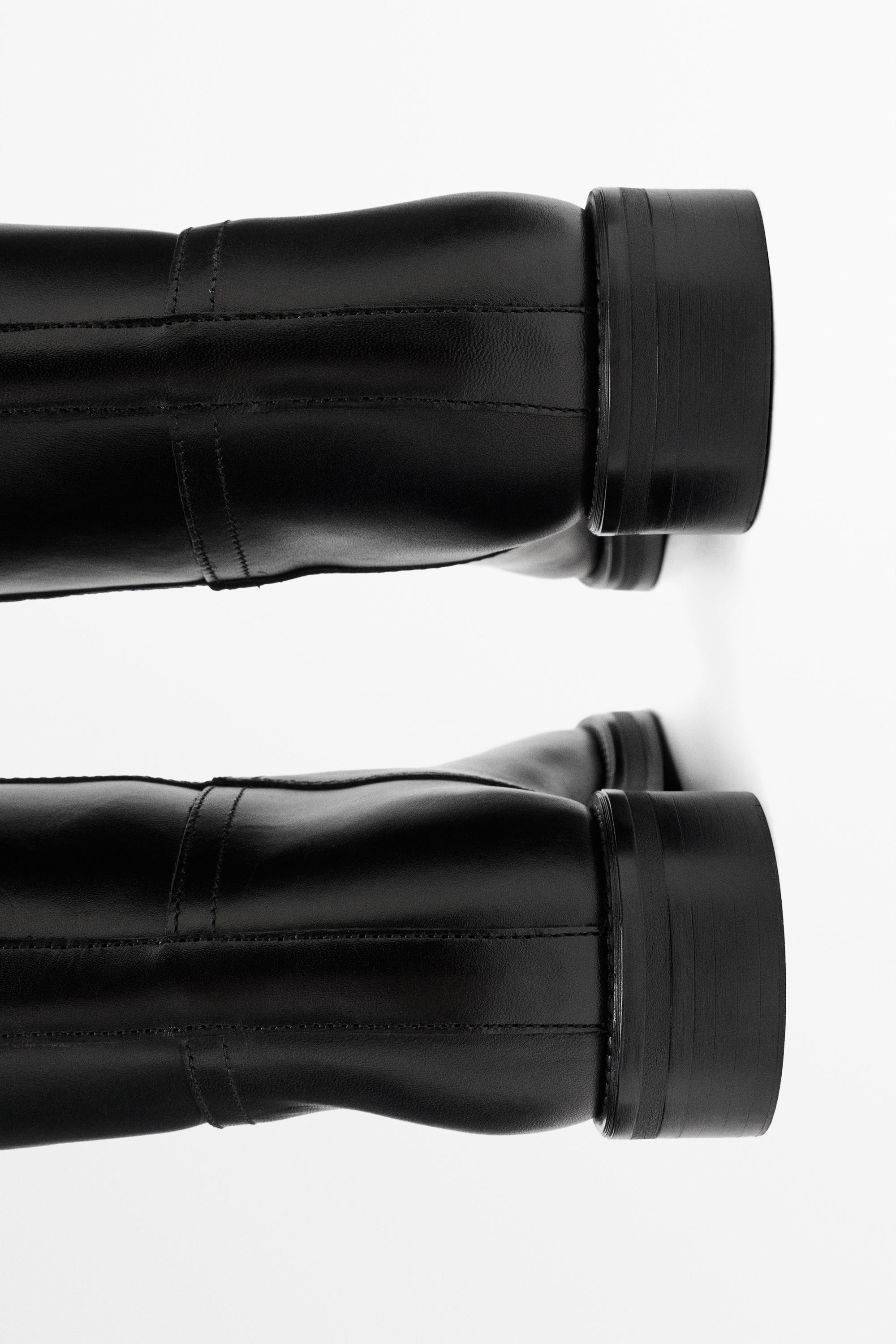 Leather riding boots — BLACK