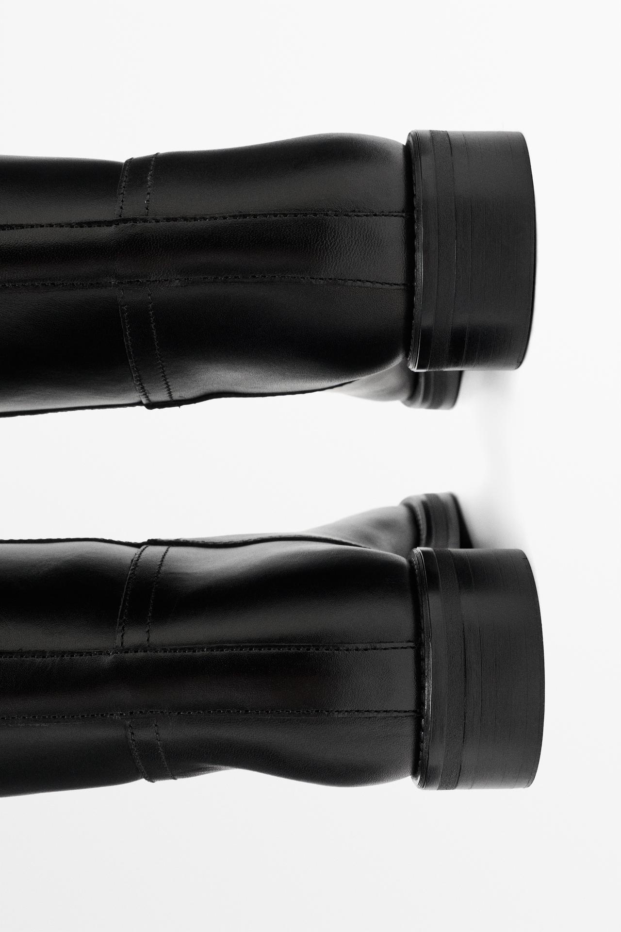 Leather equestrian boot — BLACK