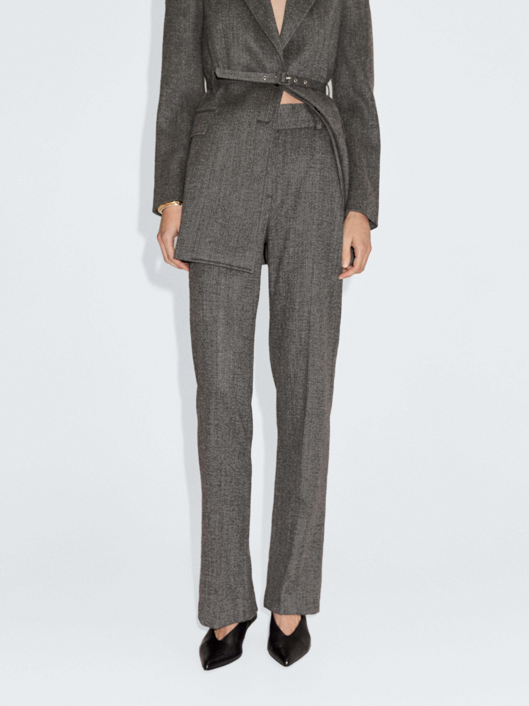 Flecked wool blend suit trousers
