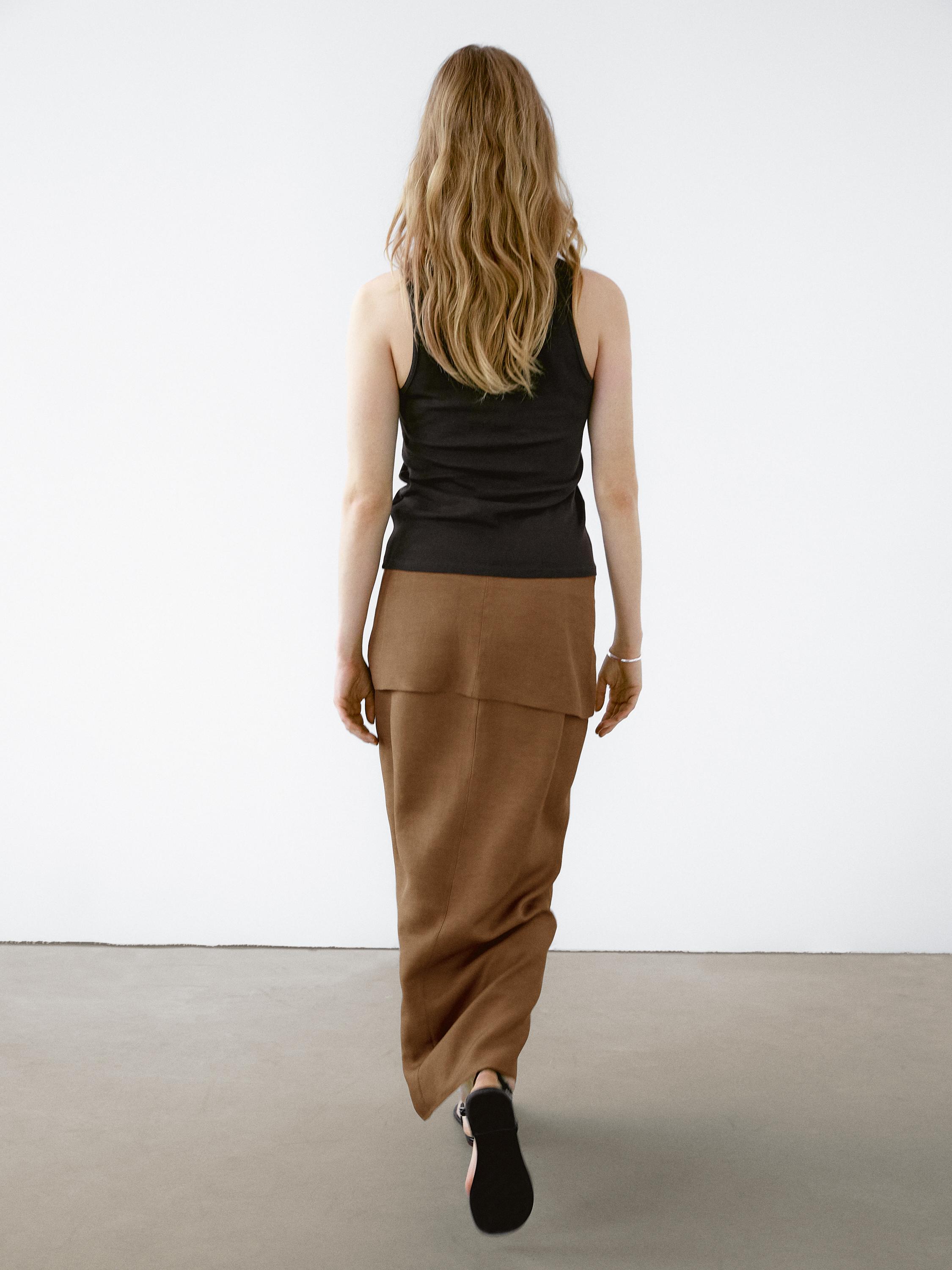 Midi flowing skirt with corset belt detail