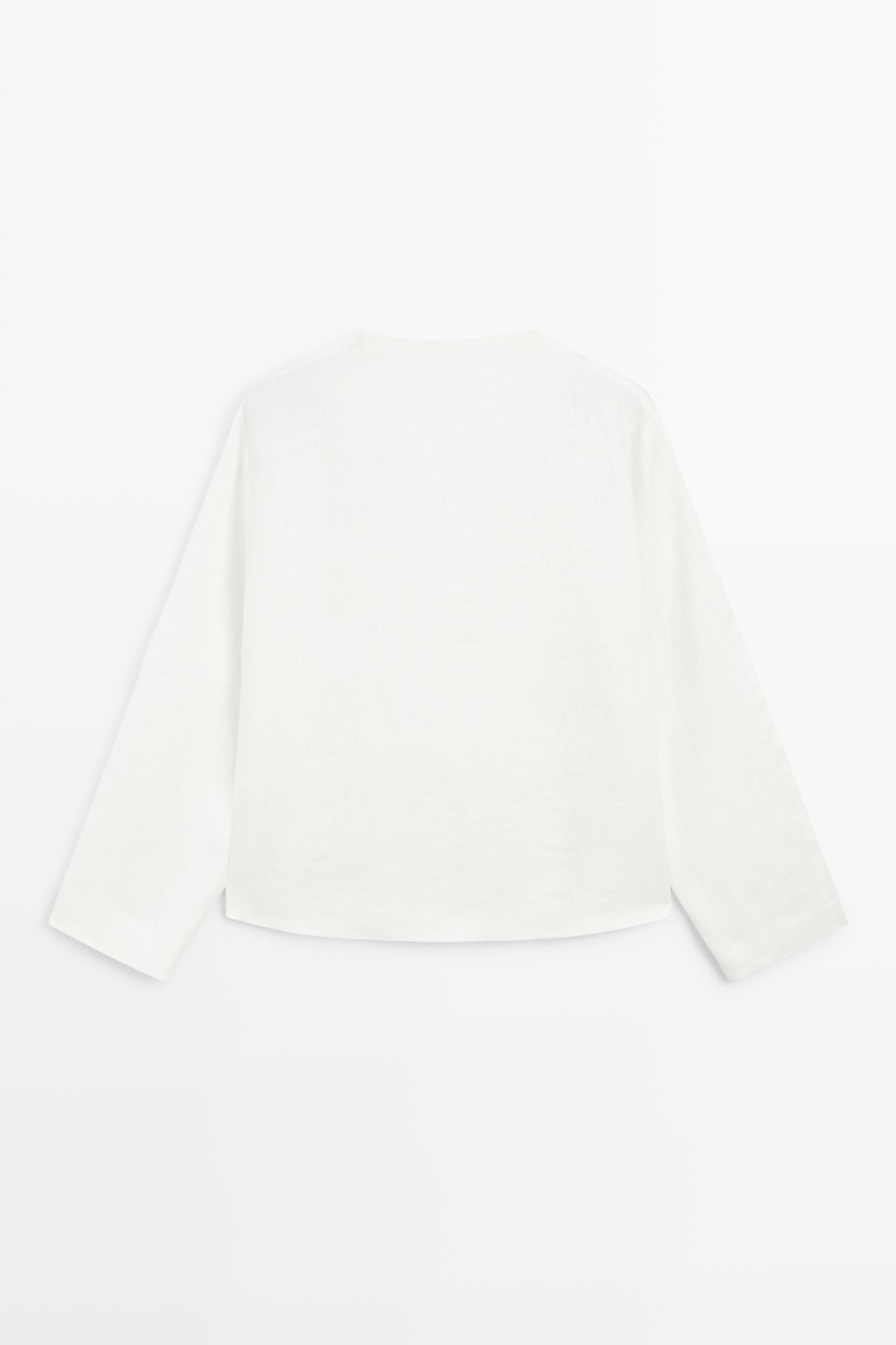 100% linen flowing shirt with button detail — Off white