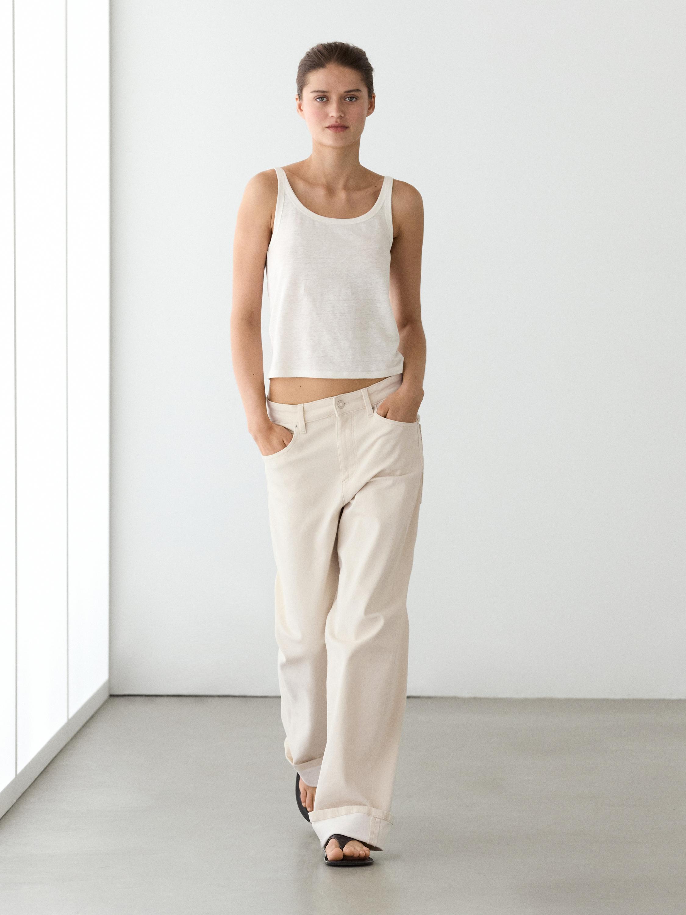 Linen blend strappy top
