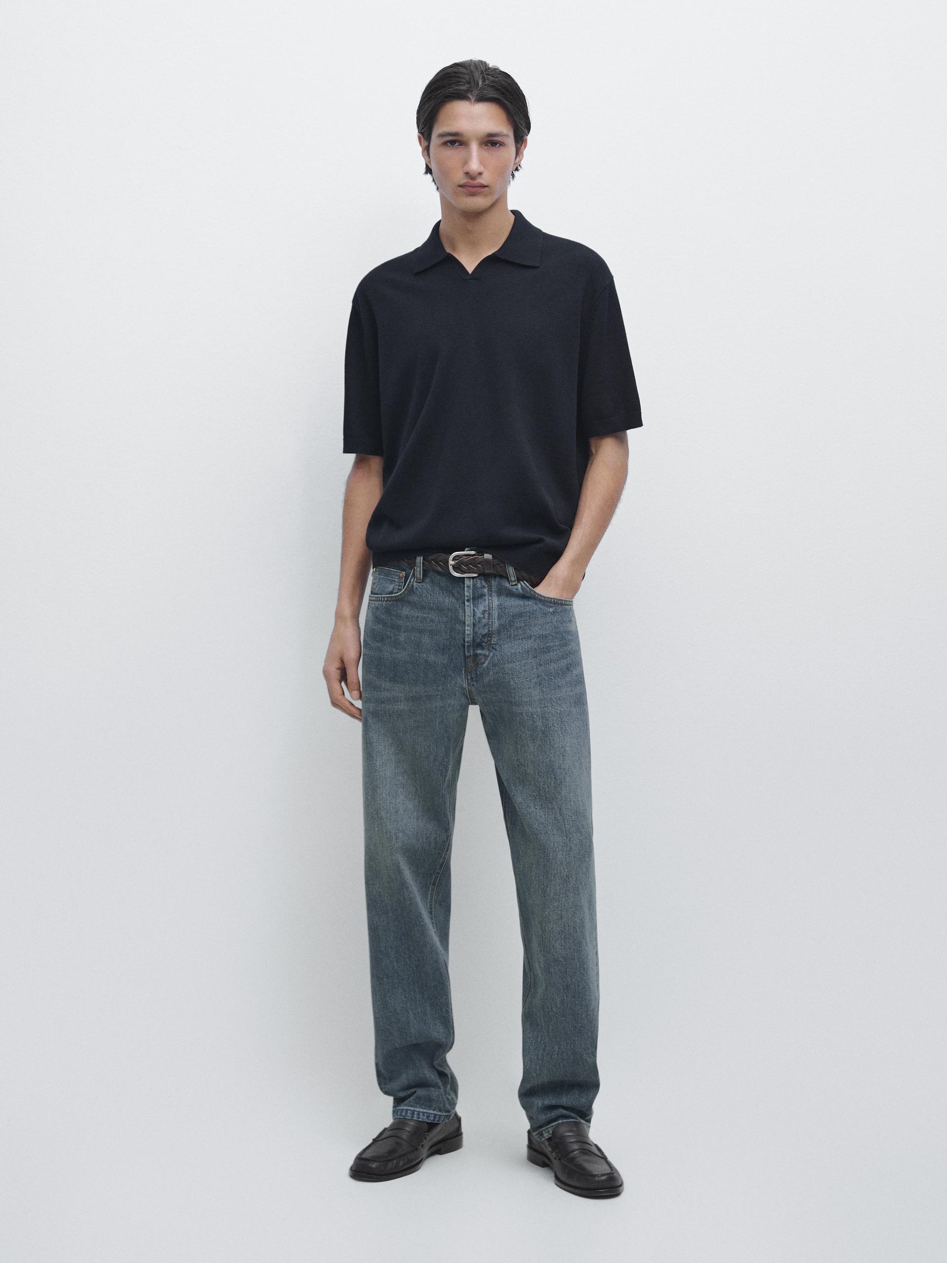 Maglia Stile Polo - Blu Marino - L - Massimo Dutti - Maschile