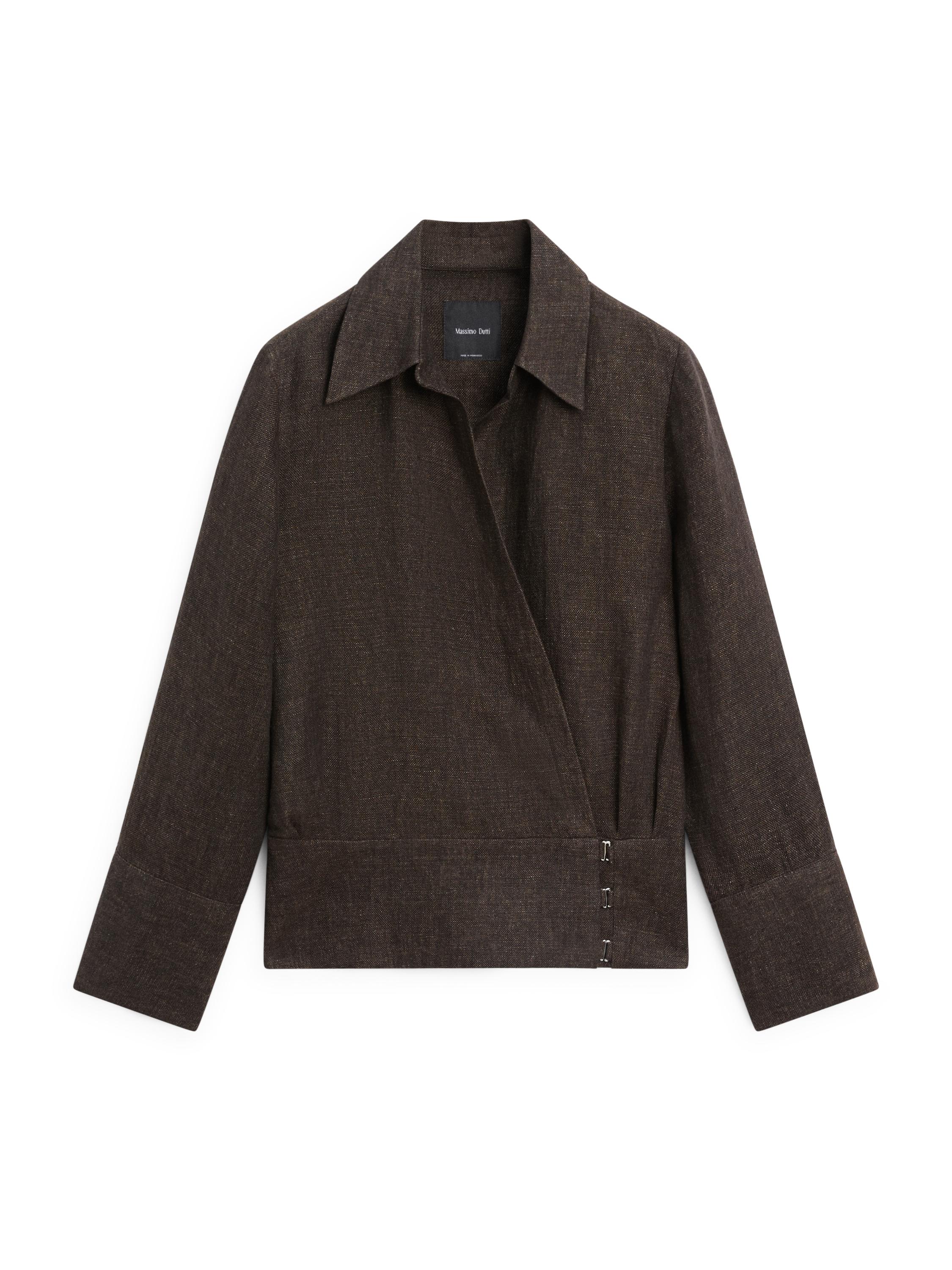 Total look melange linen overshirt — MOLE BROWN