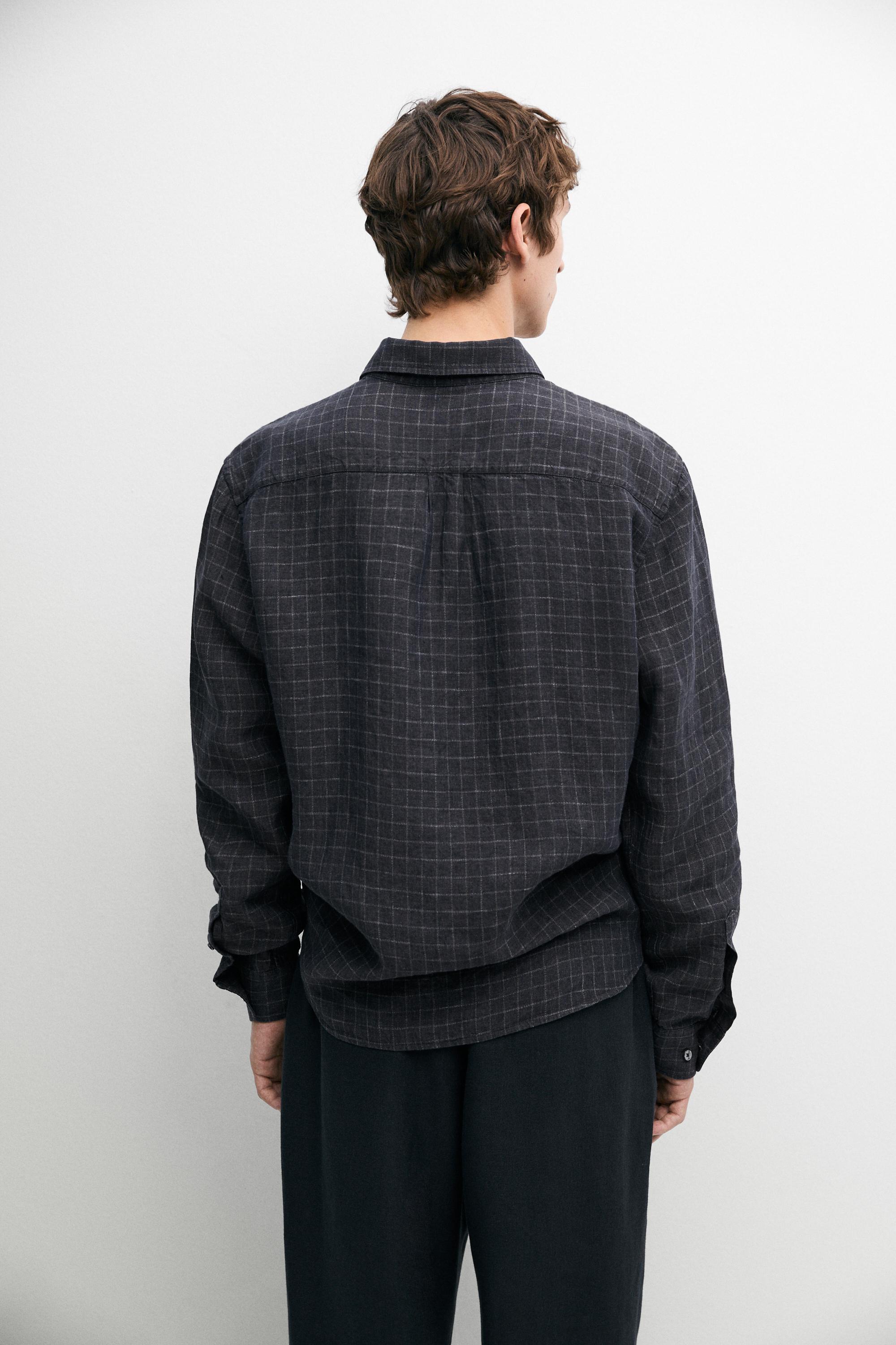 100% linen regular fit check shirt — LEAD