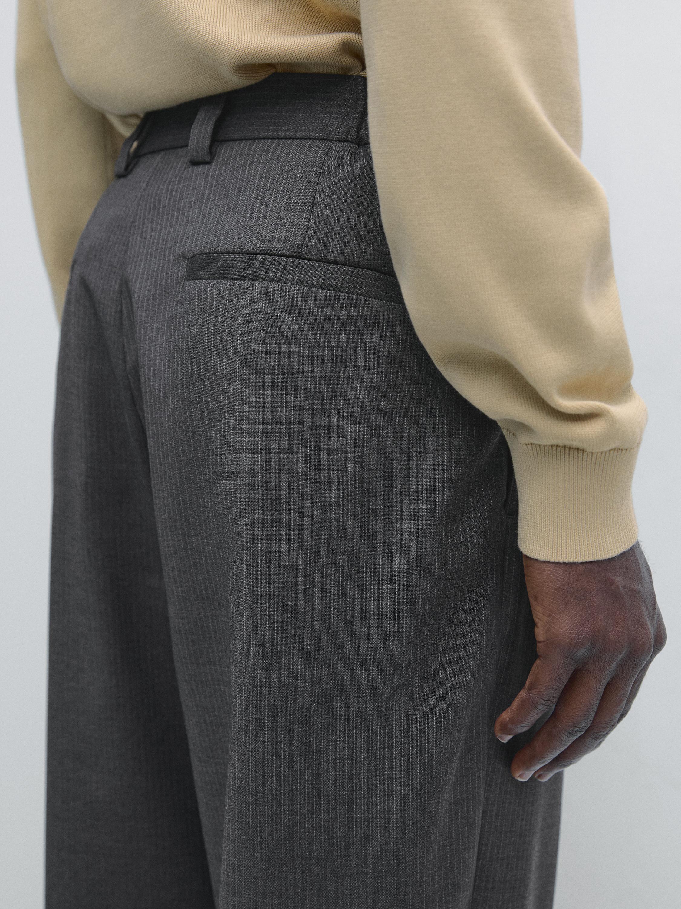 Wool blend darted trousers — GREY
