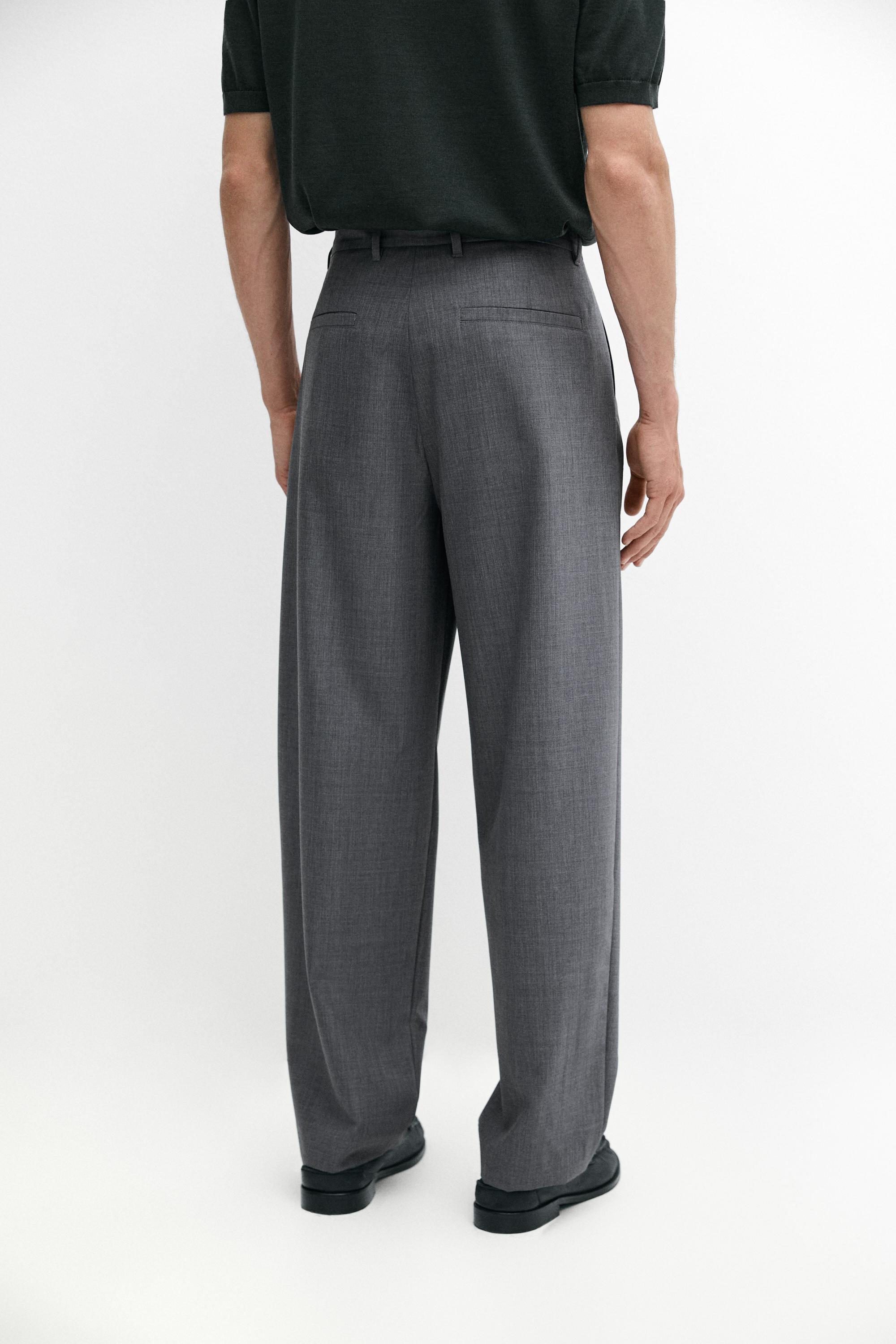 Relaxed fit cool wool darted pants — GREY