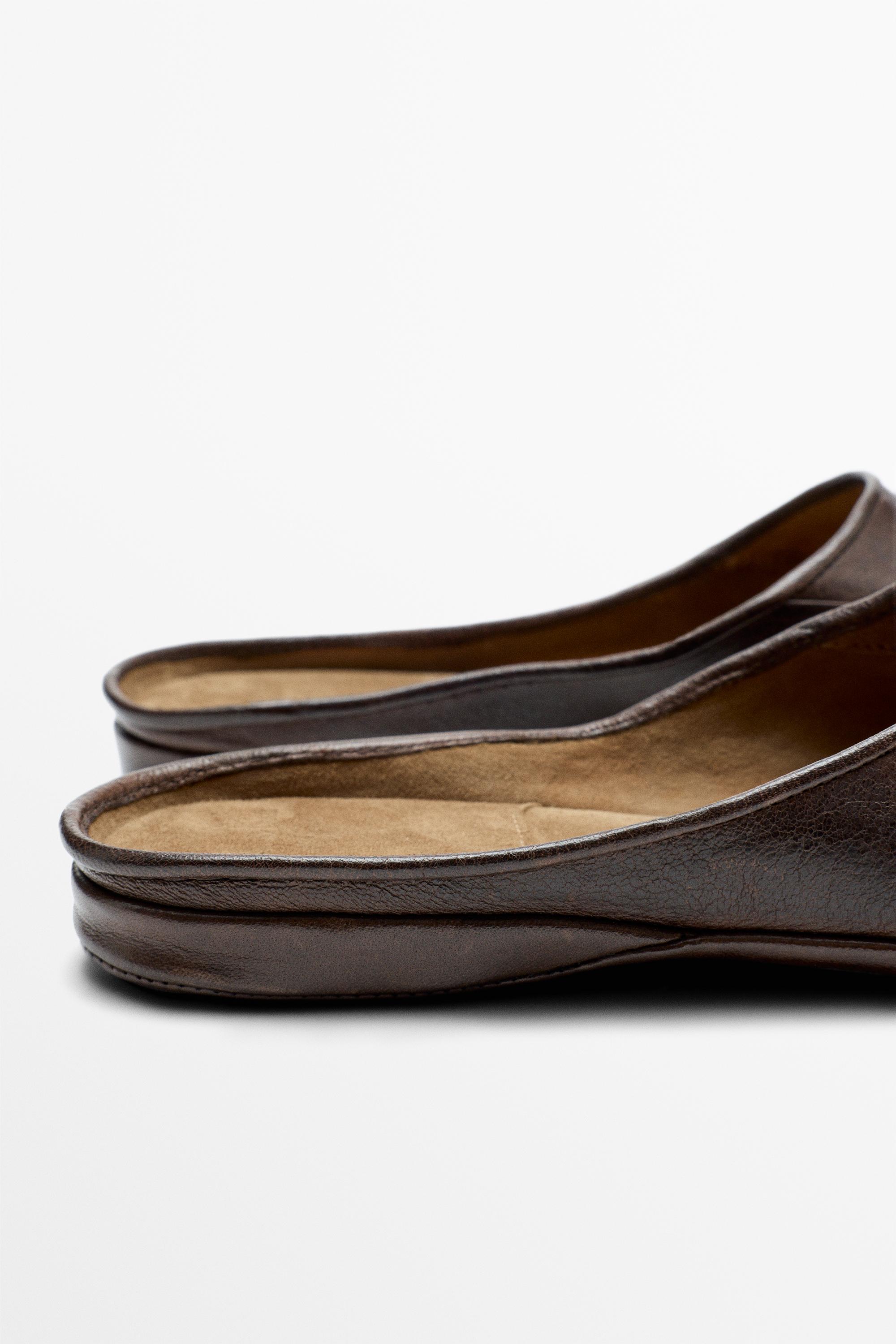 Soft leather mules - STUDIO — BROWN
