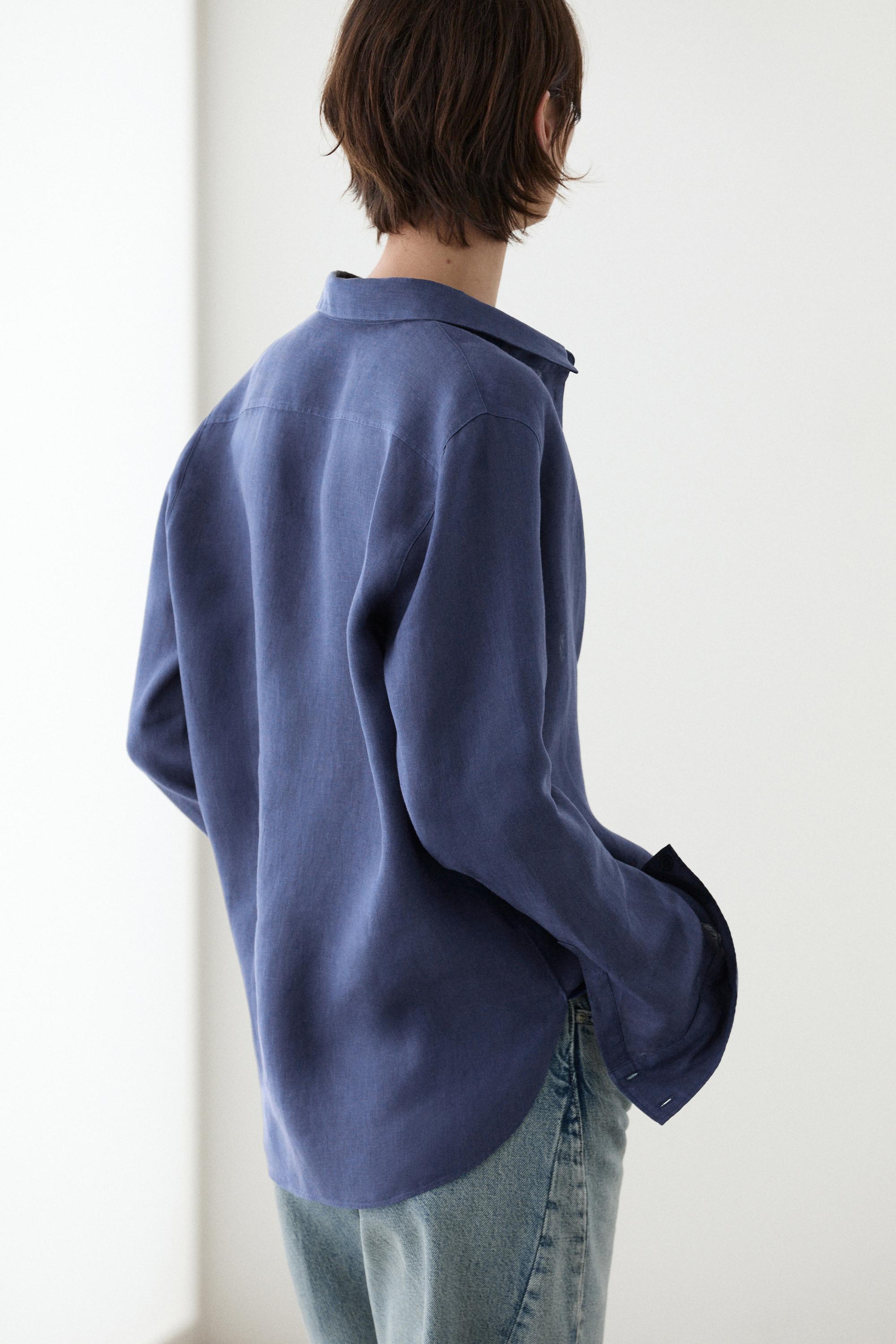 Flowing 100% linen shirt — DEEP BLUE