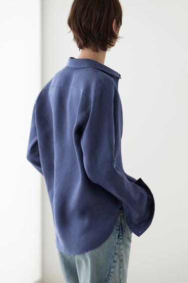 Flowing 100% linen shirt — DEEP BLUE 8