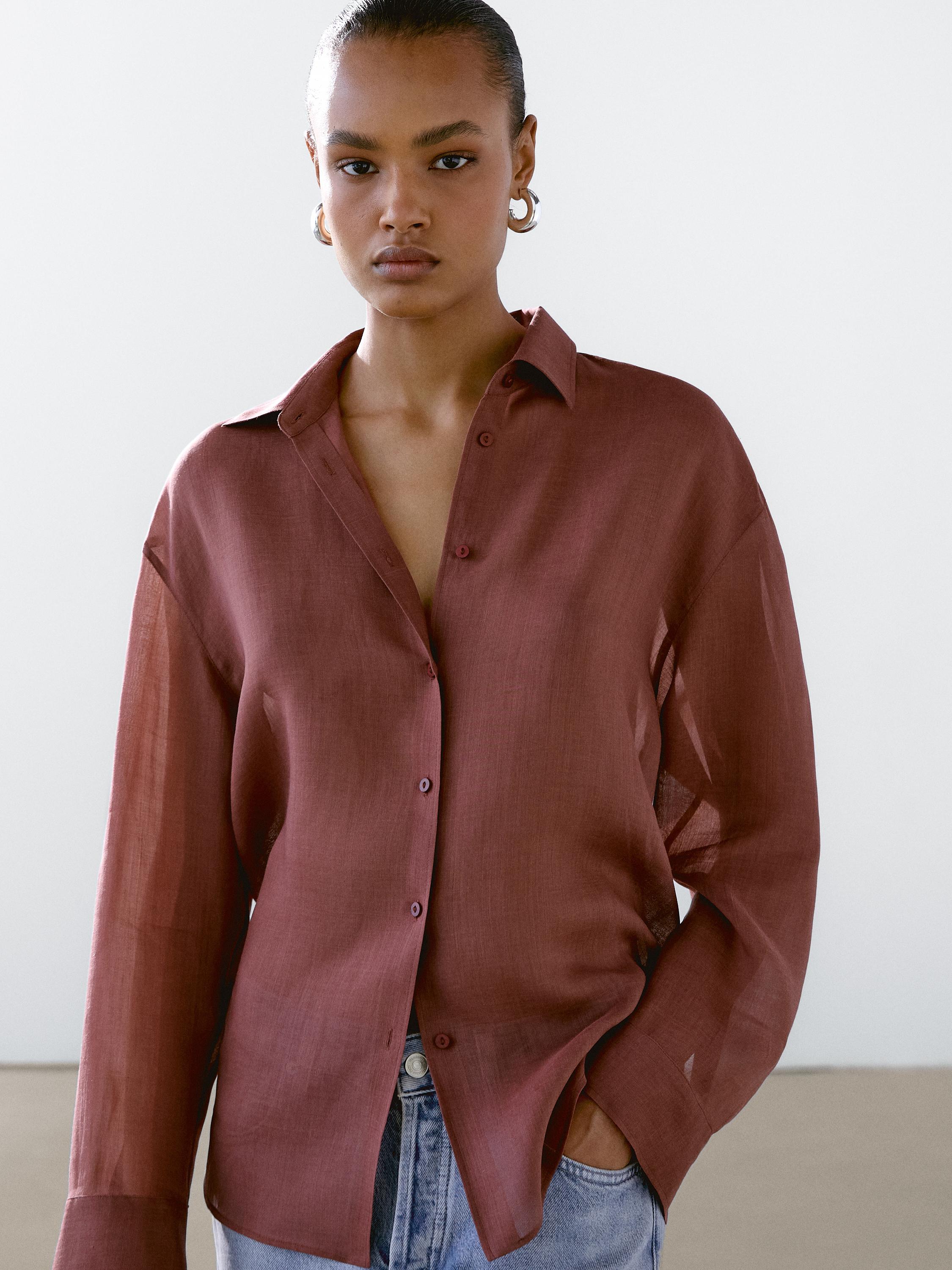 Flowing ramie blend shirt