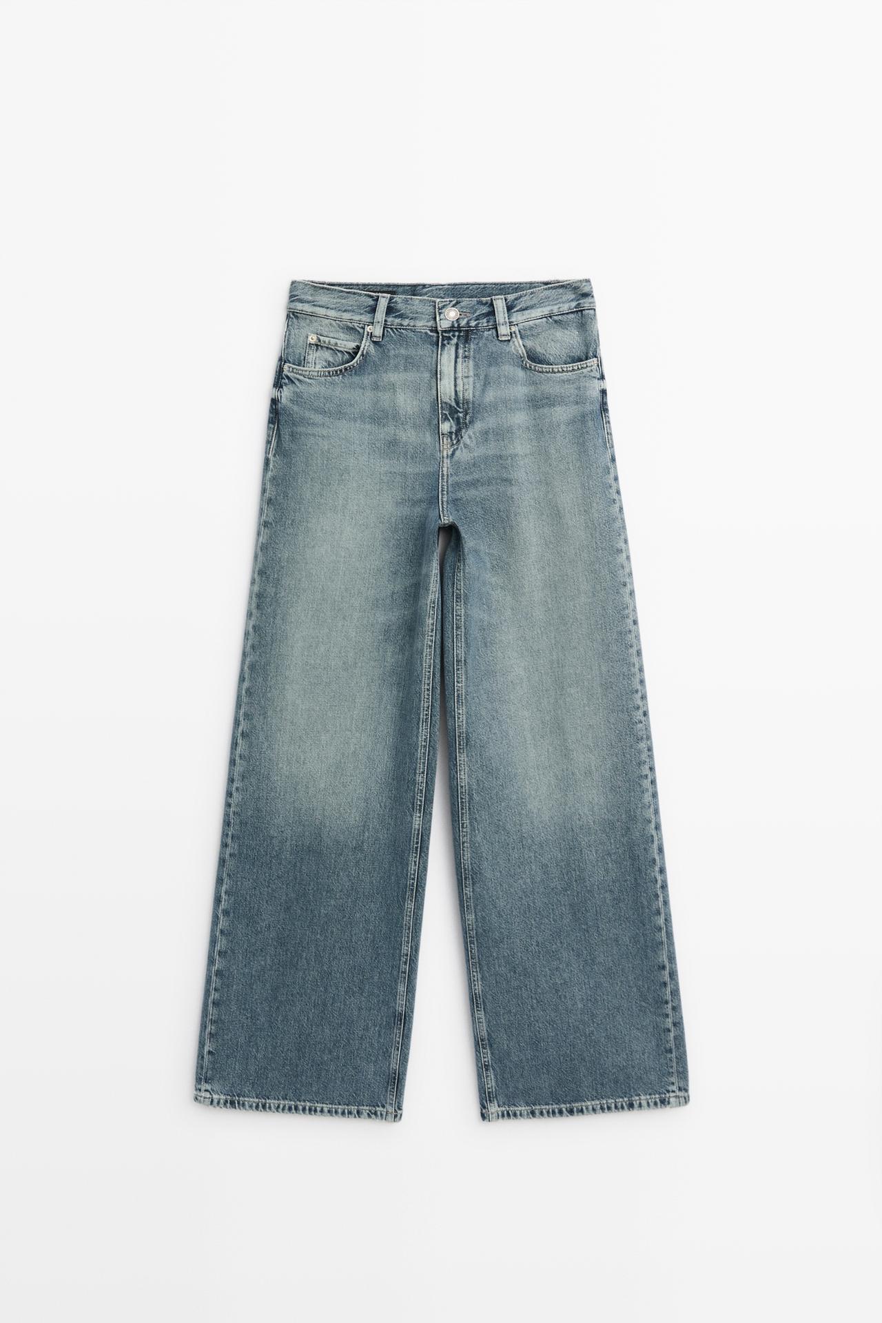 High-waist wide-leg jeans — Dark blue