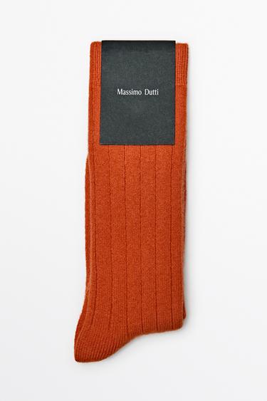 Cashmere blend ribbed socks — ORANGE 1