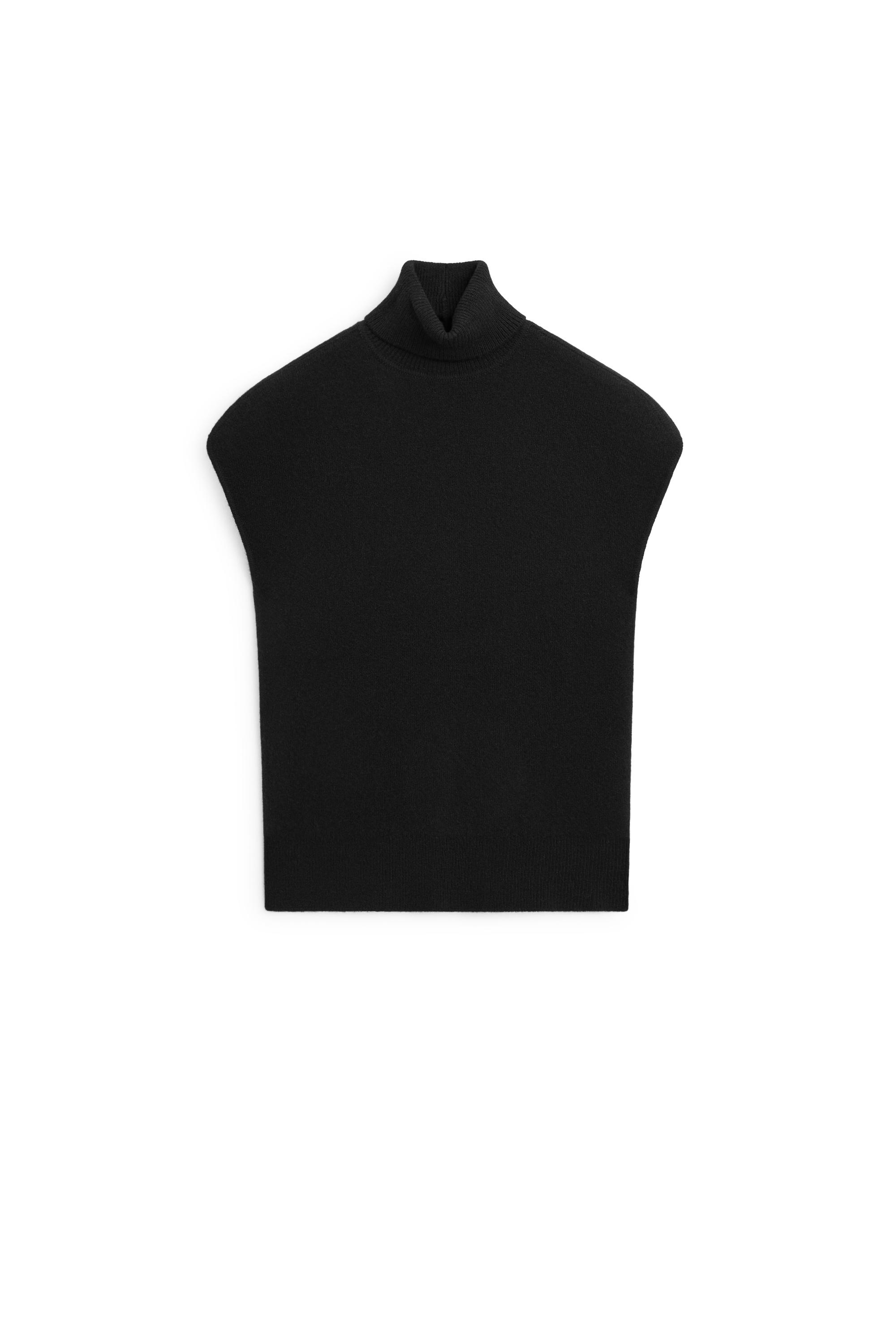 Knit sweater with side vents — BLACK