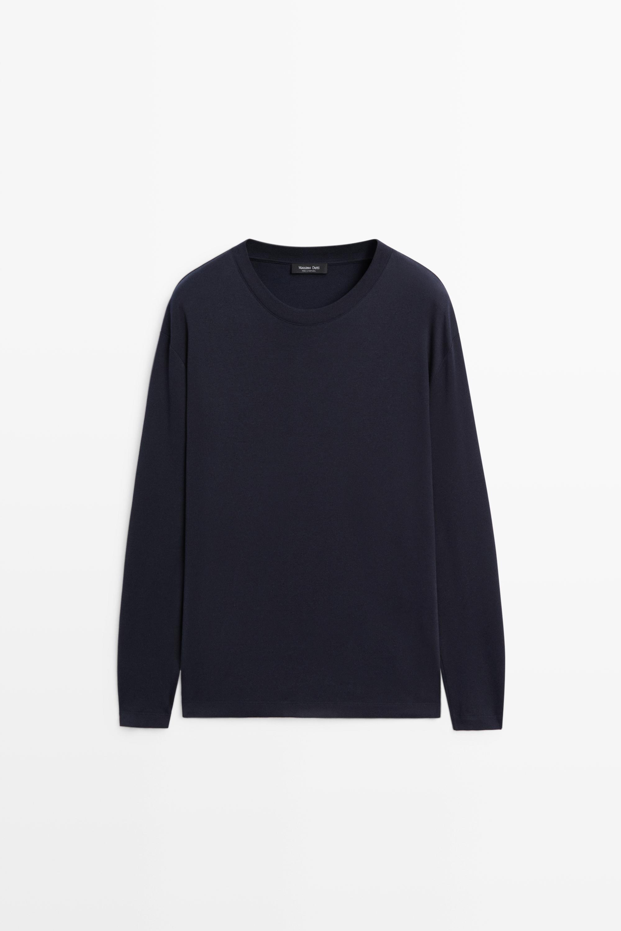 100% cotton long sleeve T-shirt — NAVY BLUE