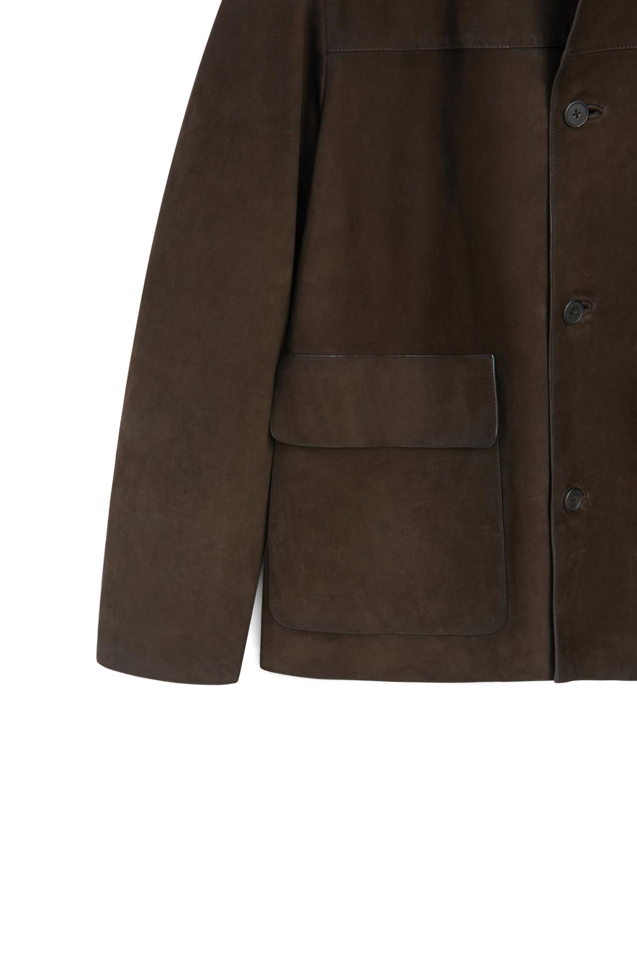 Leather nubuck pocket detail jacket - LIMITED EDITION — BROWN