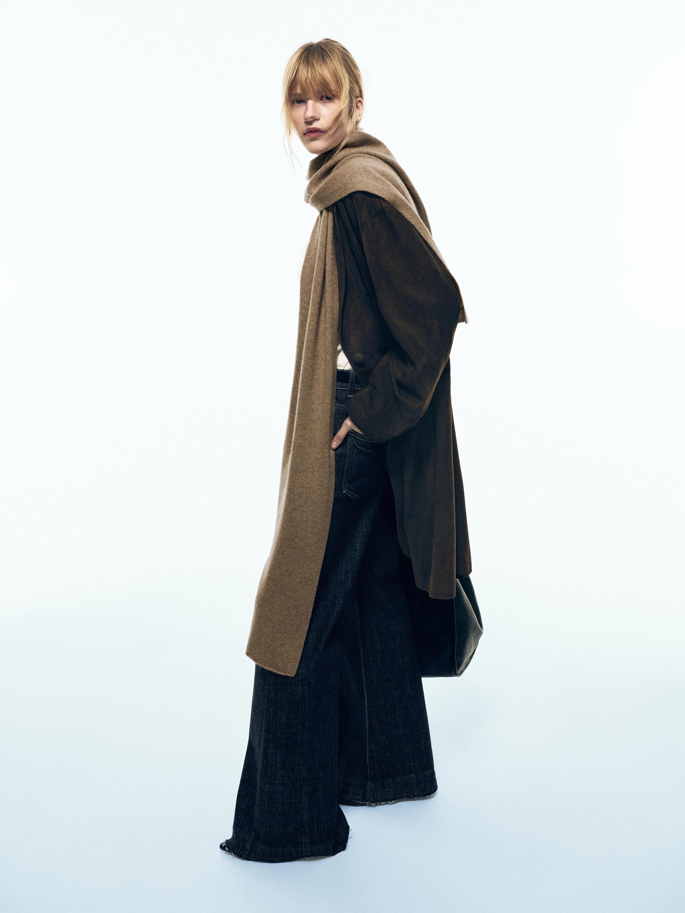 Long suede leather coat
