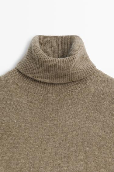 Wool blend turtleneck knit sweater — GREENISH 9