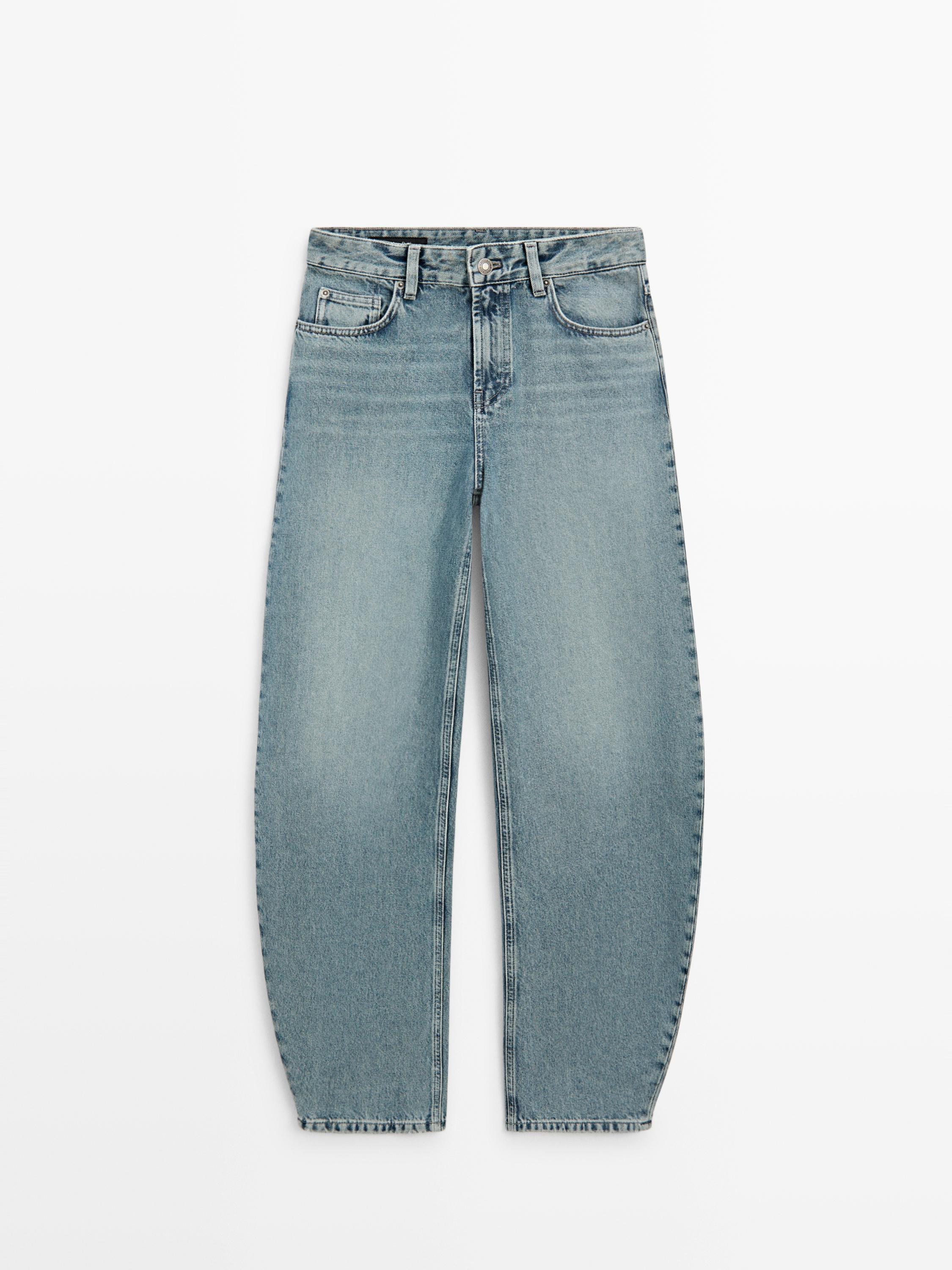 High-waist barrel fit jeans — Light Blue