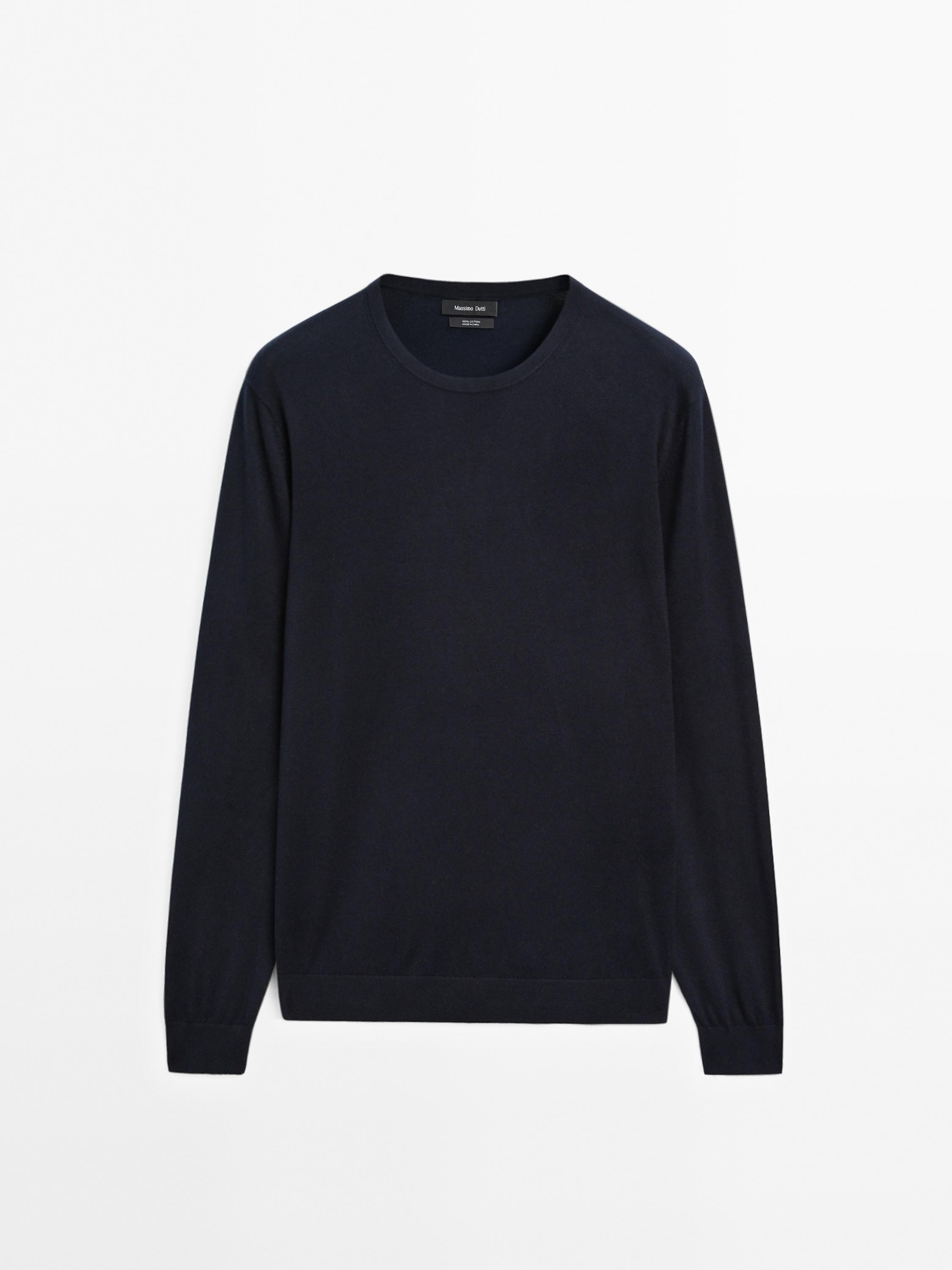 Katoenen tricot trui met lange mouw