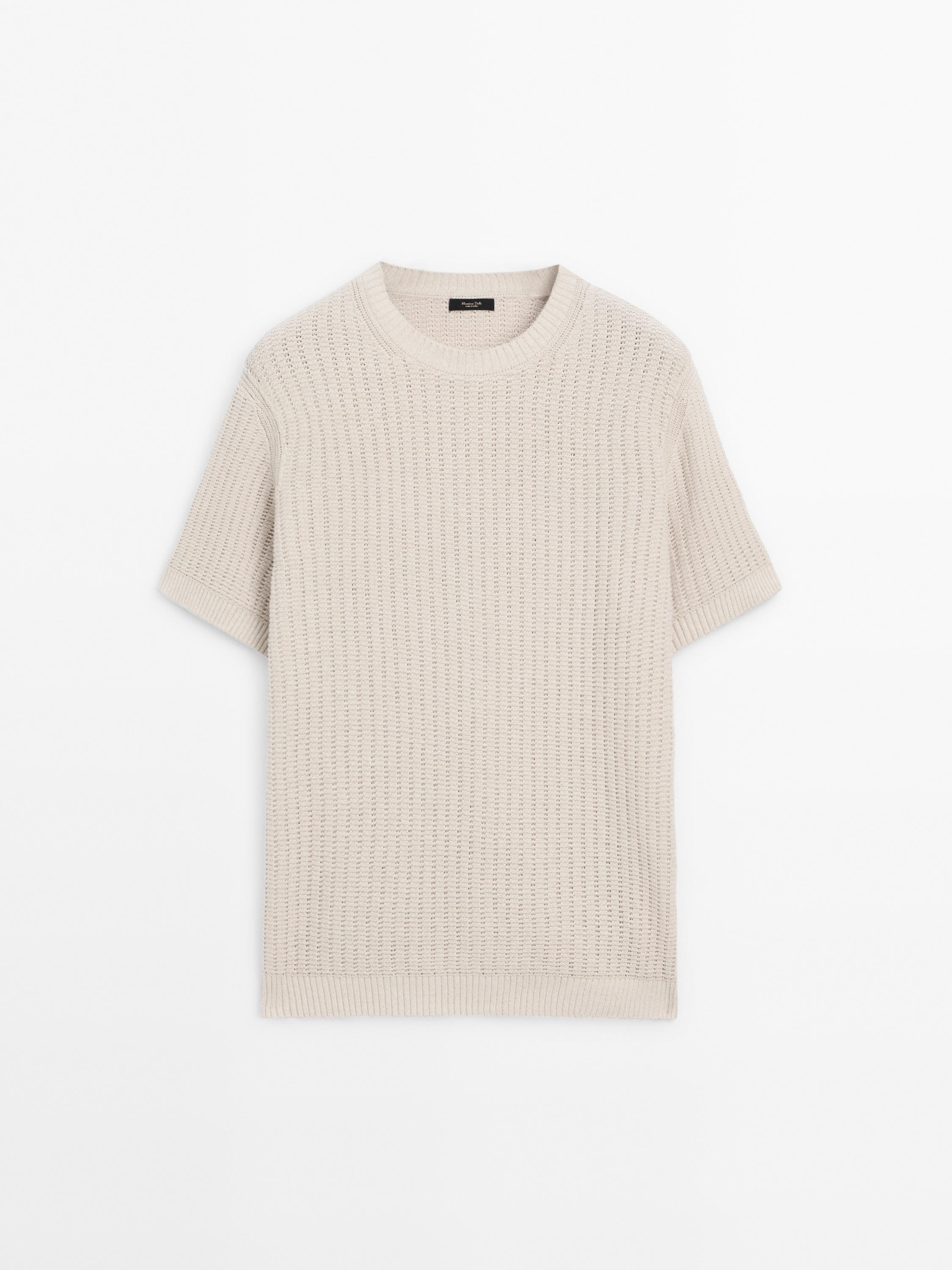 Knit cotton and linen blend T-shirt