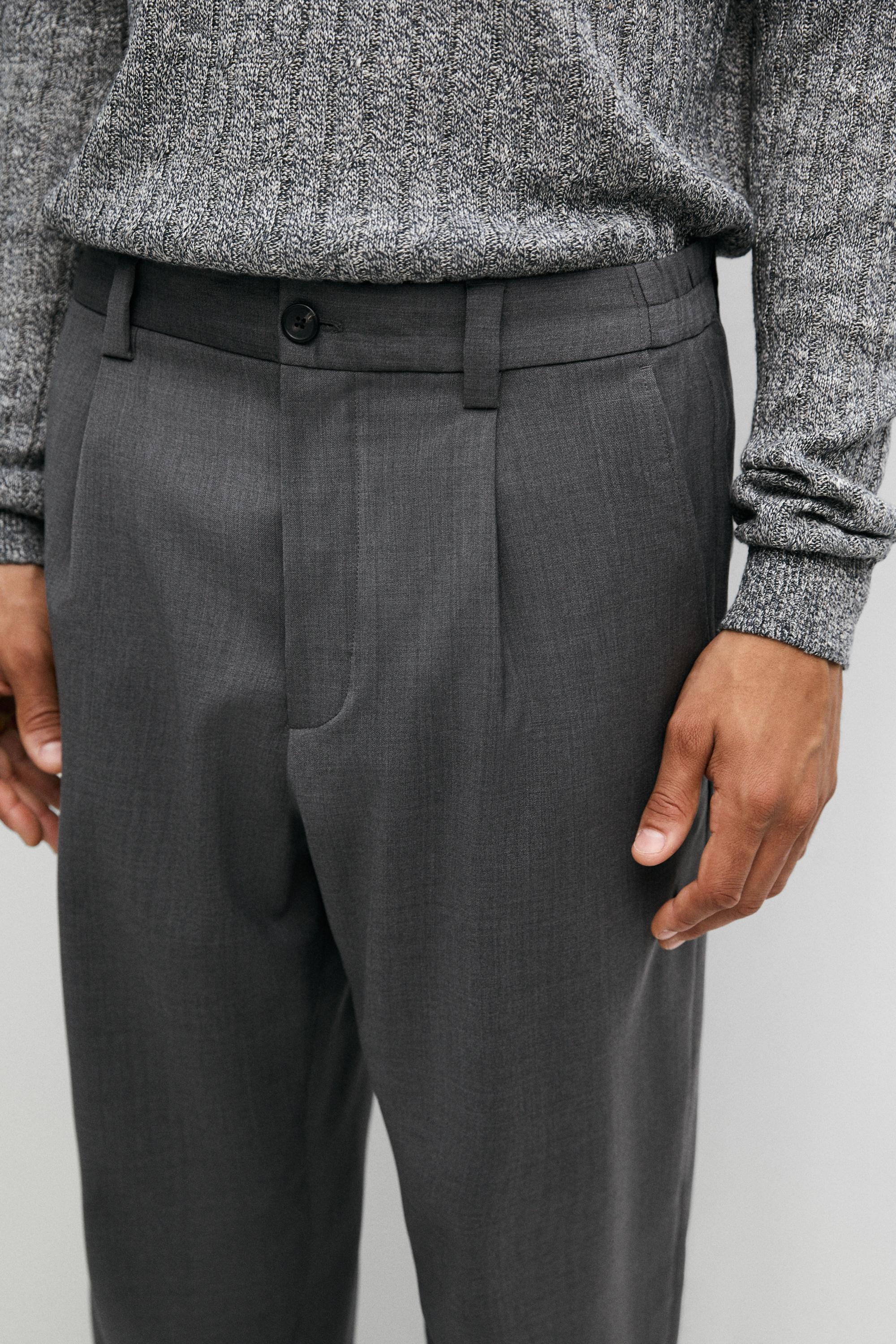 100% wool straight-leg pants — GREY