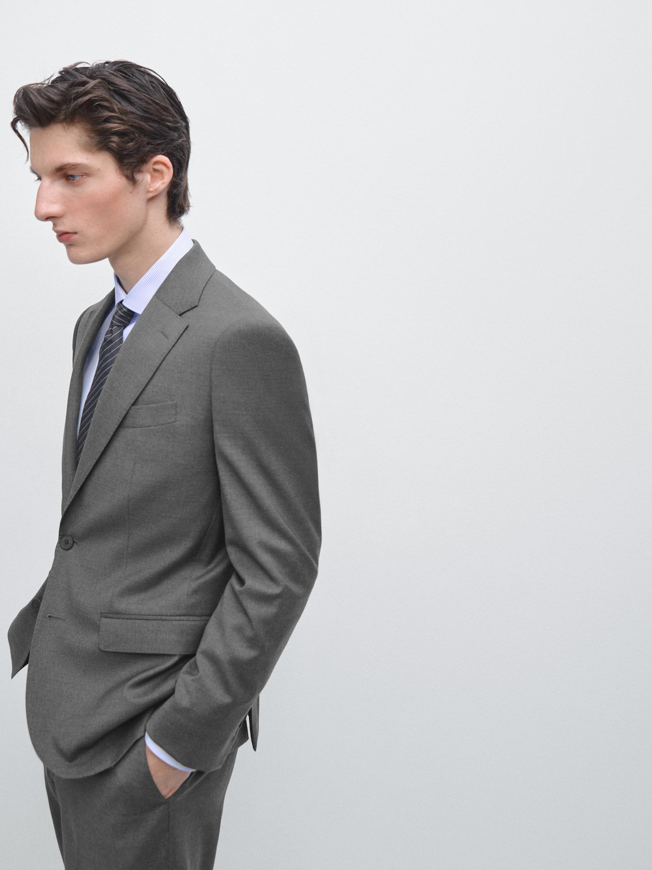100% cool wool suit blazer — GREY