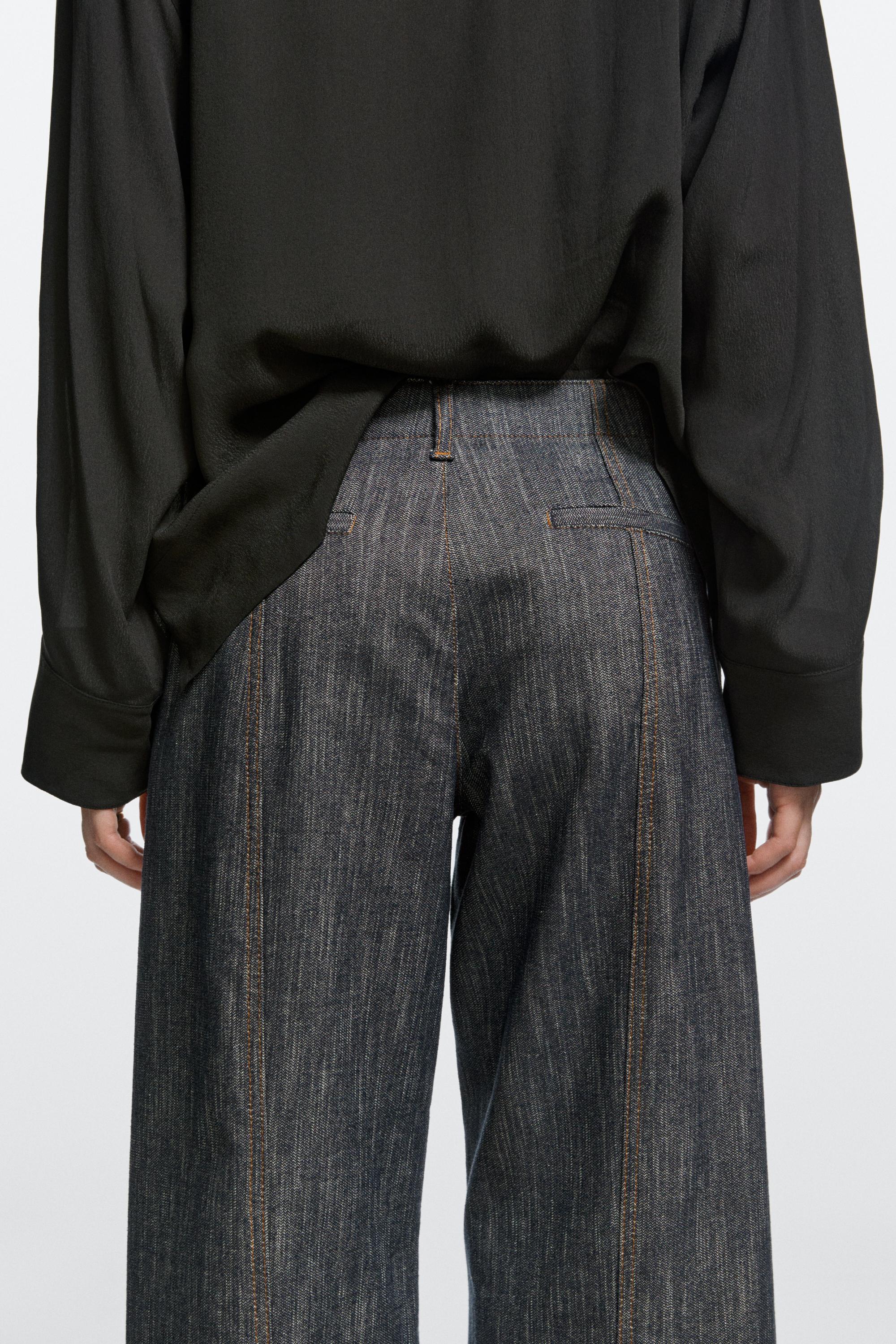 Wide-leg denim effect pants — INDIGO
