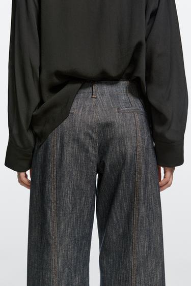 Wide-leg denim effect pants — INDIGO 5