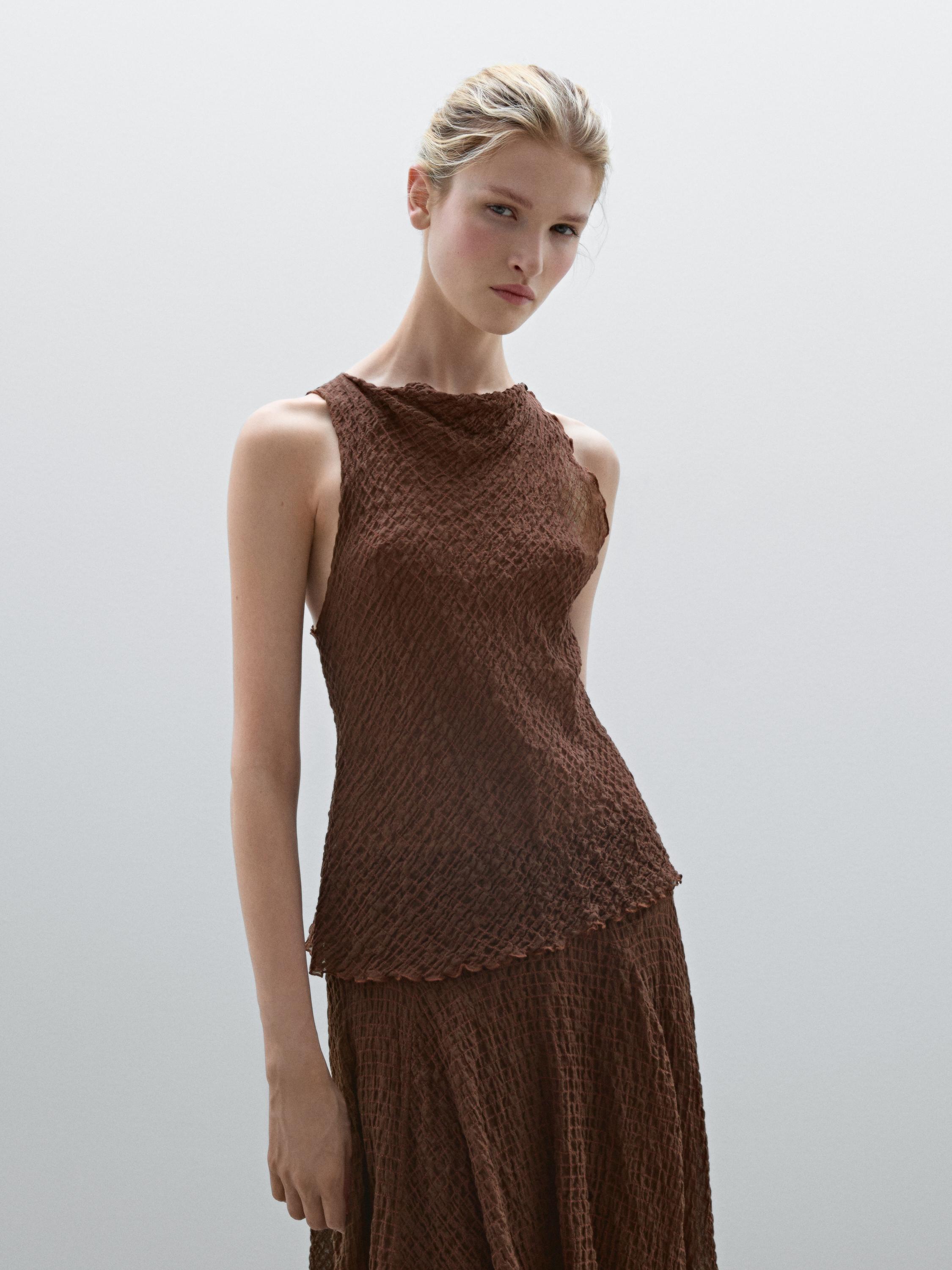 Flowing draped neck top