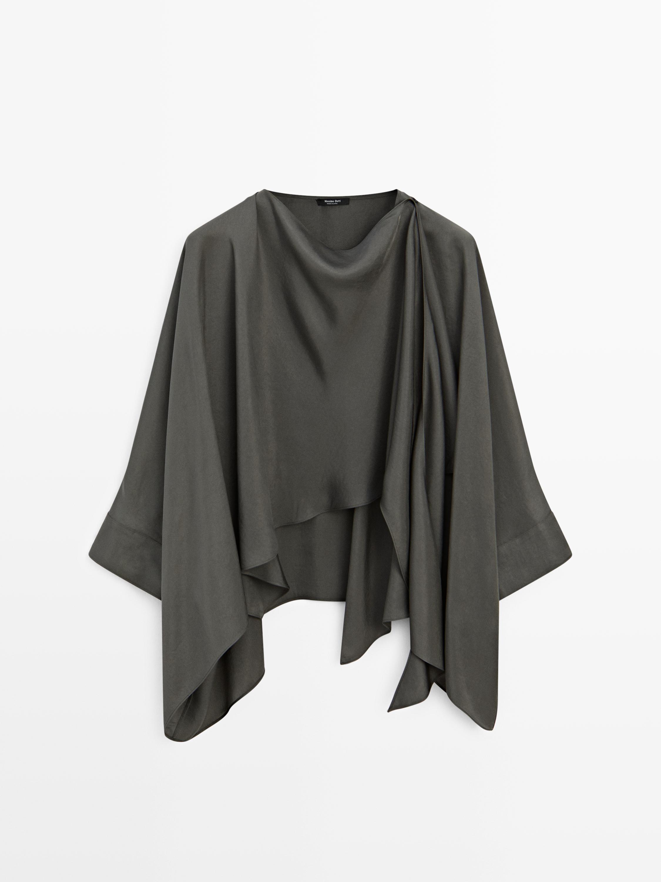 Flowing satin cape with scarf