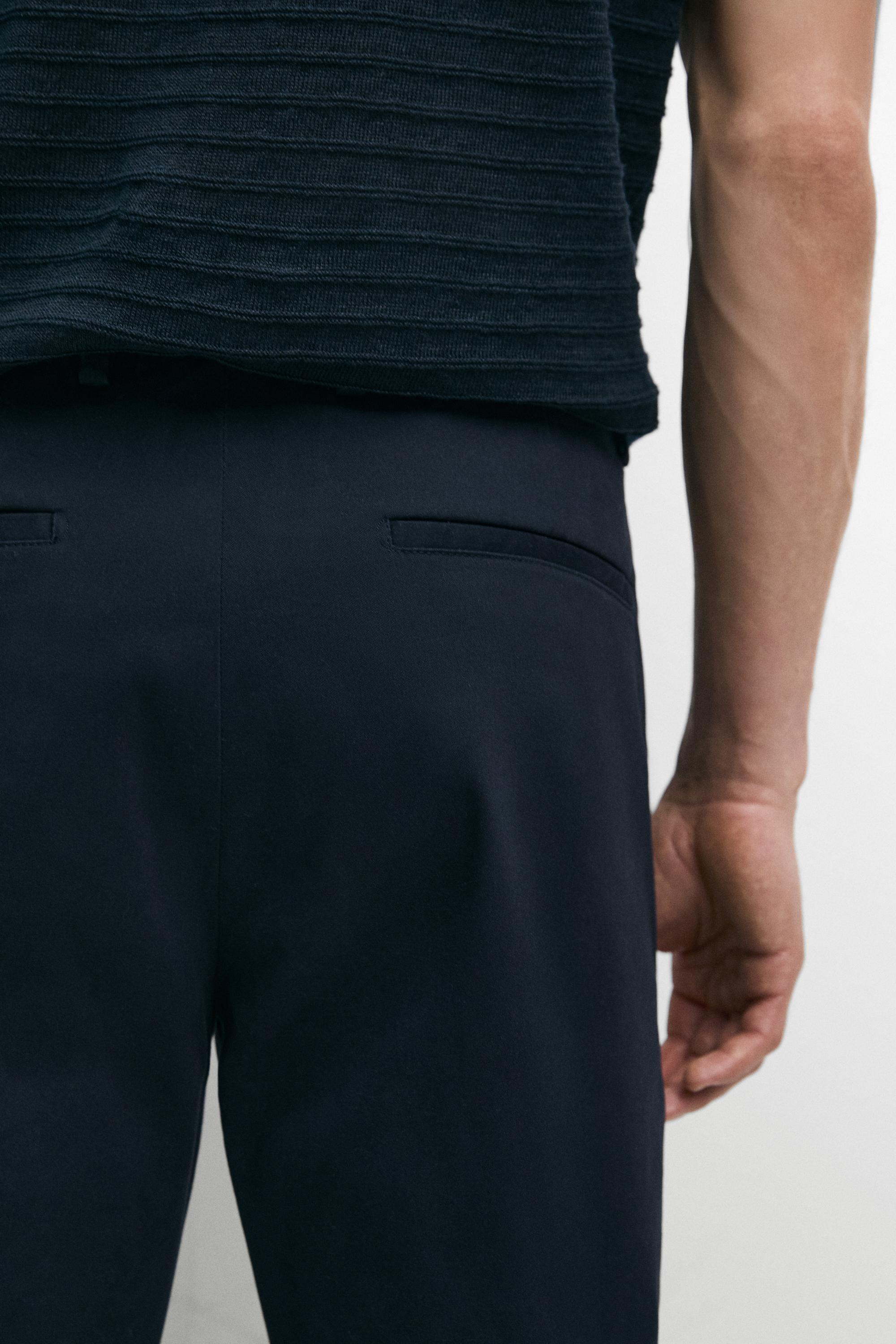 Slim fit cotton trousers — NAVY BLUE