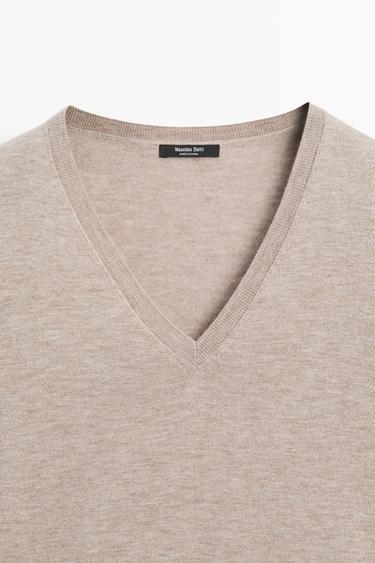V-neck knit sweater — MINK 9