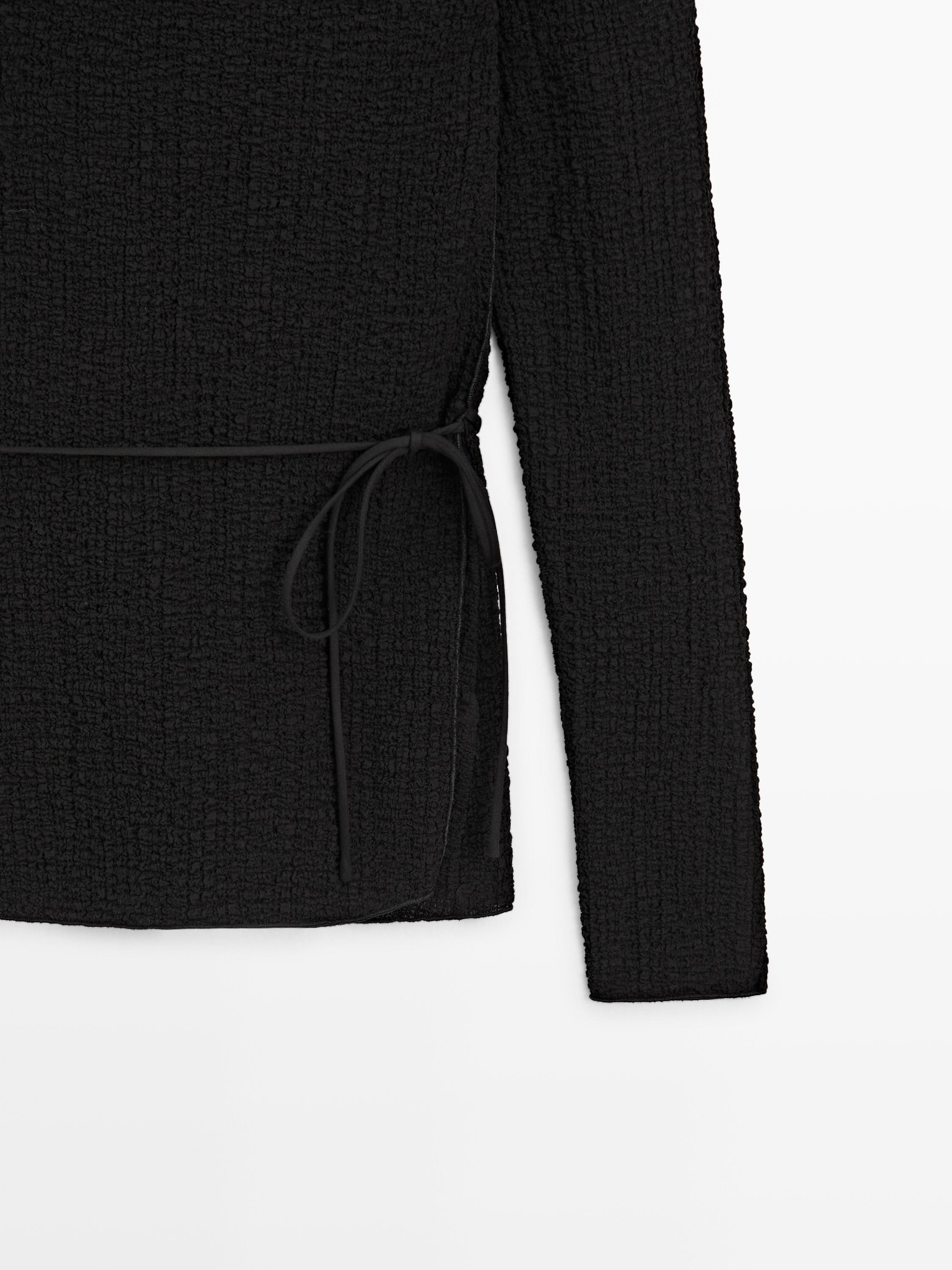 Top Noir Dentelle Sans Manches Massimo Dutti - Taille 8, Parfait Pour Une Tenue élégante