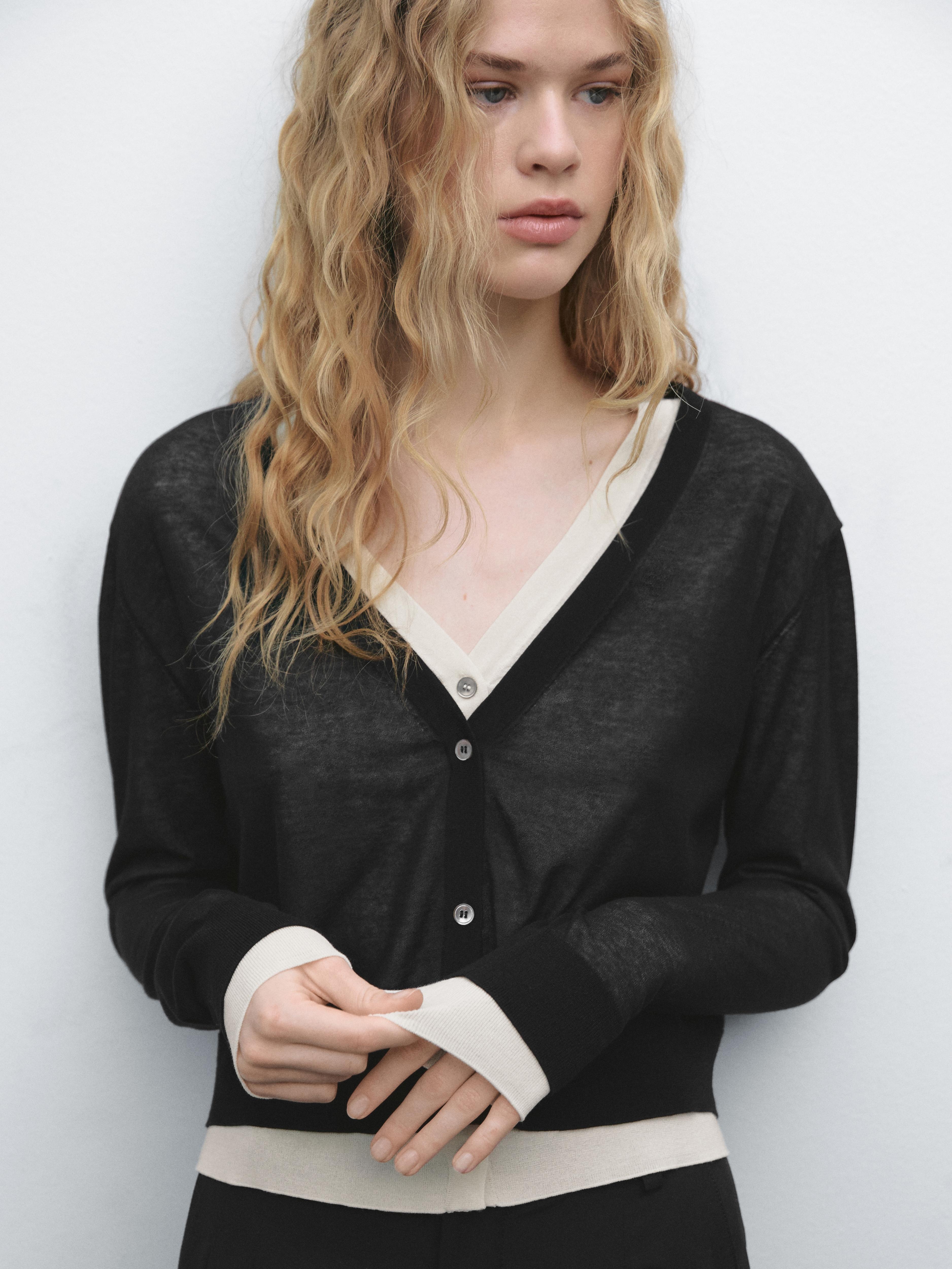 Cardigan effet superposé en coton