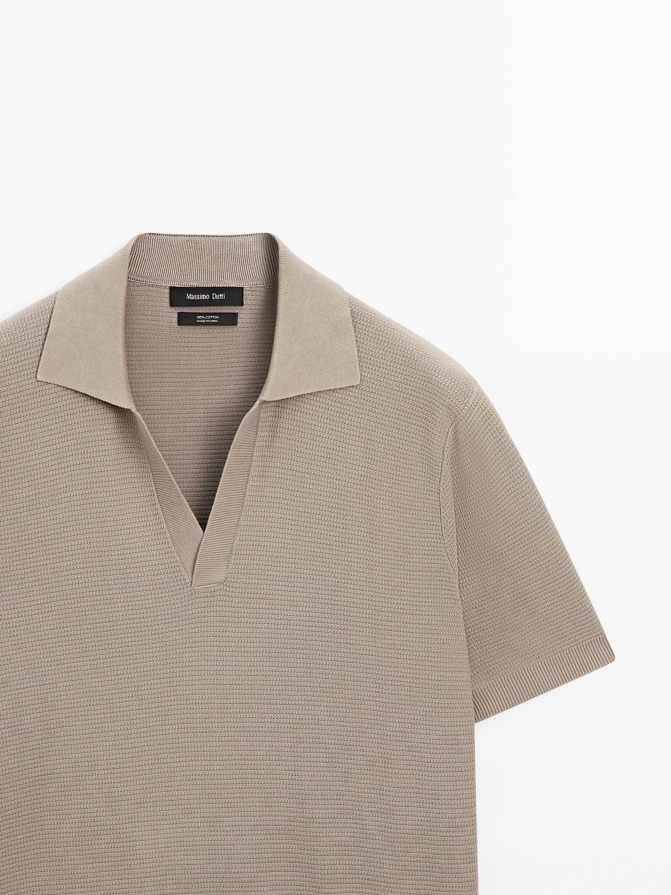 Knit V-neck polo shirt