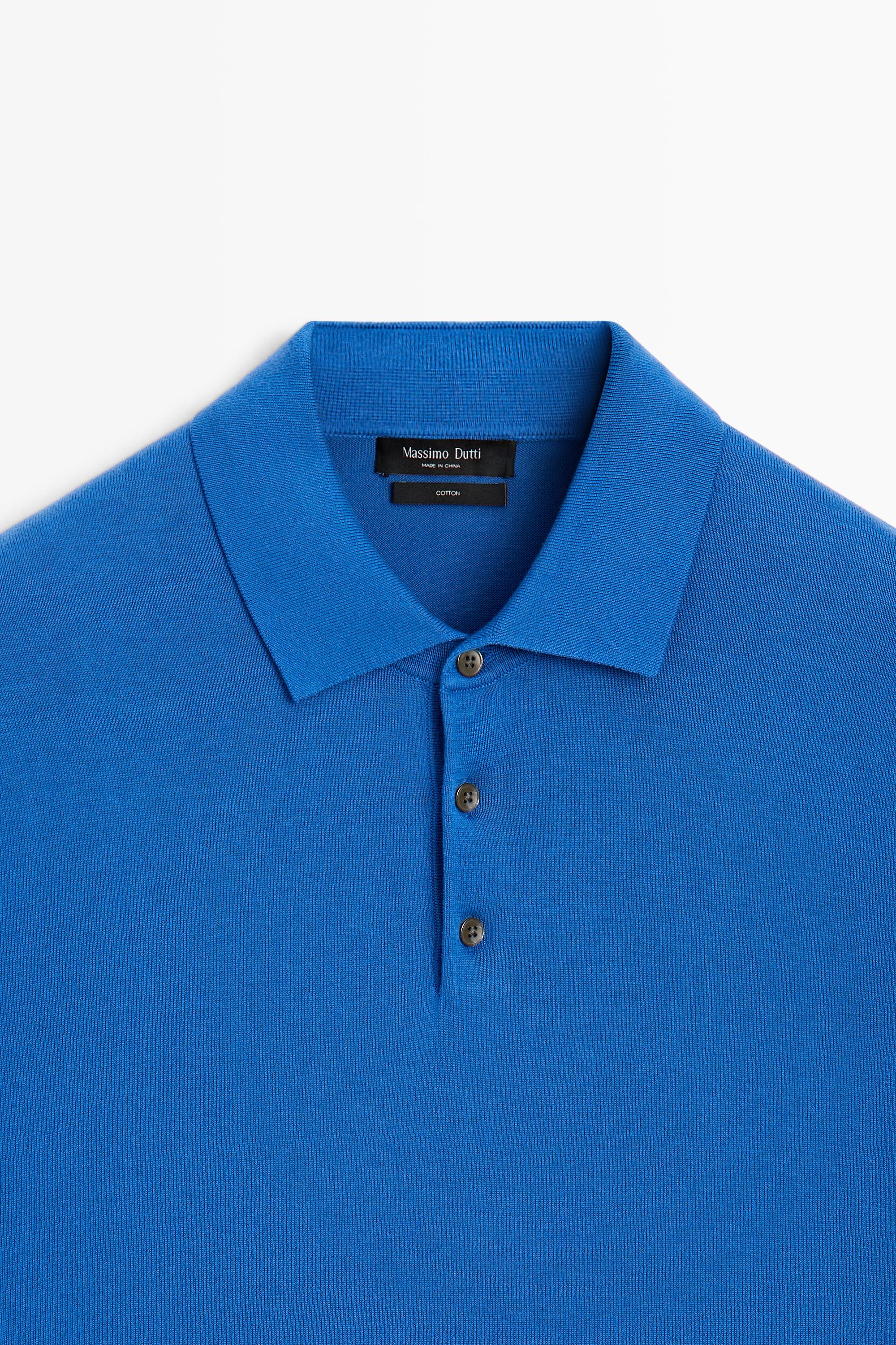100% Cotton Knit Polo Shirt — BLUE
