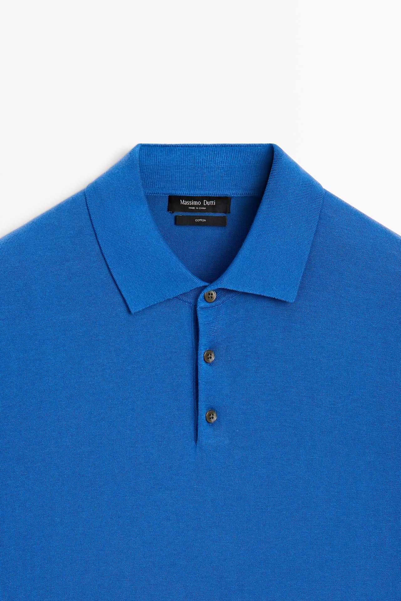 100% Cotton Knit Polo Shirt — BLUE