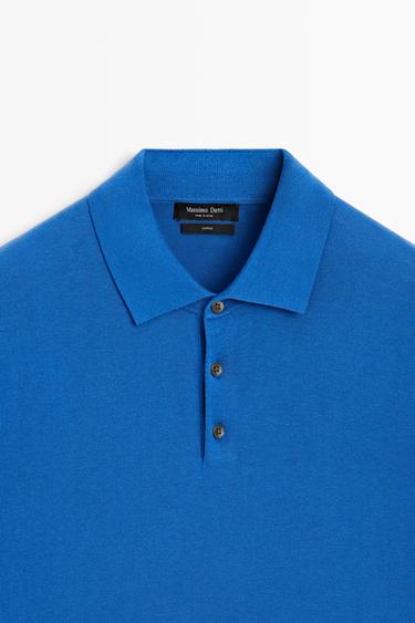 100% Cotton Knit Polo Shirt — BLUE 9
