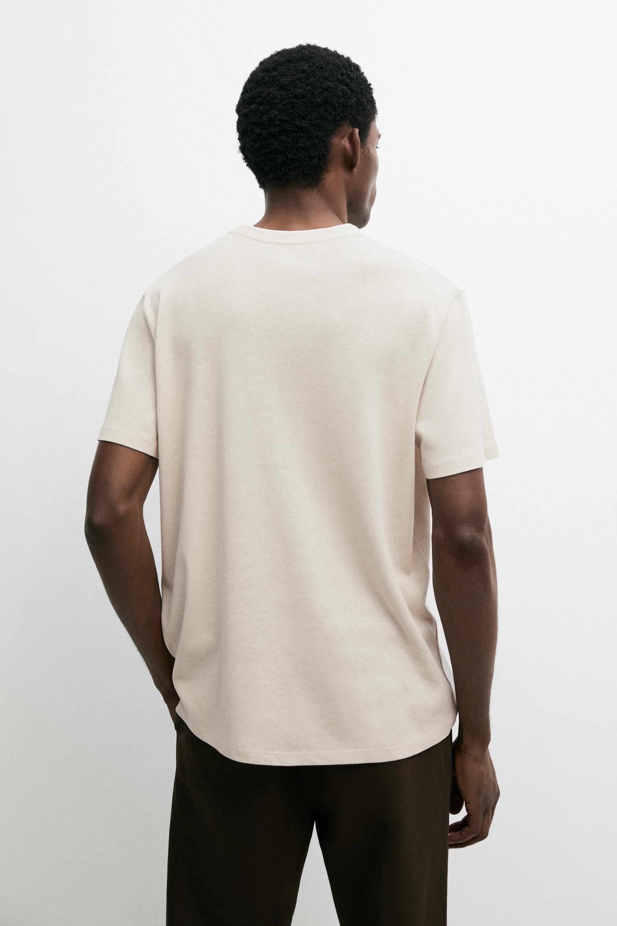 Linen and cotton double-collar T-shirt — BROWN